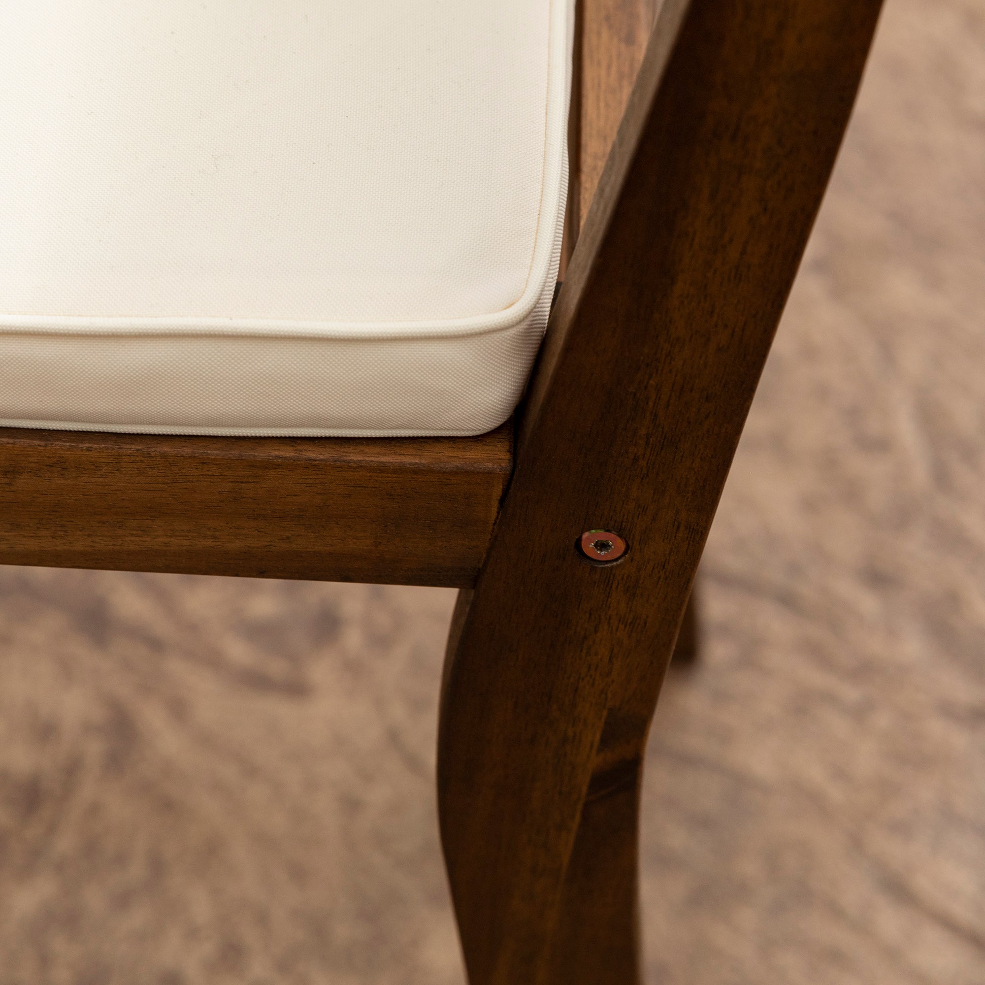 Solid Acacia Wood Counter Stools with Cushion, Set of 2