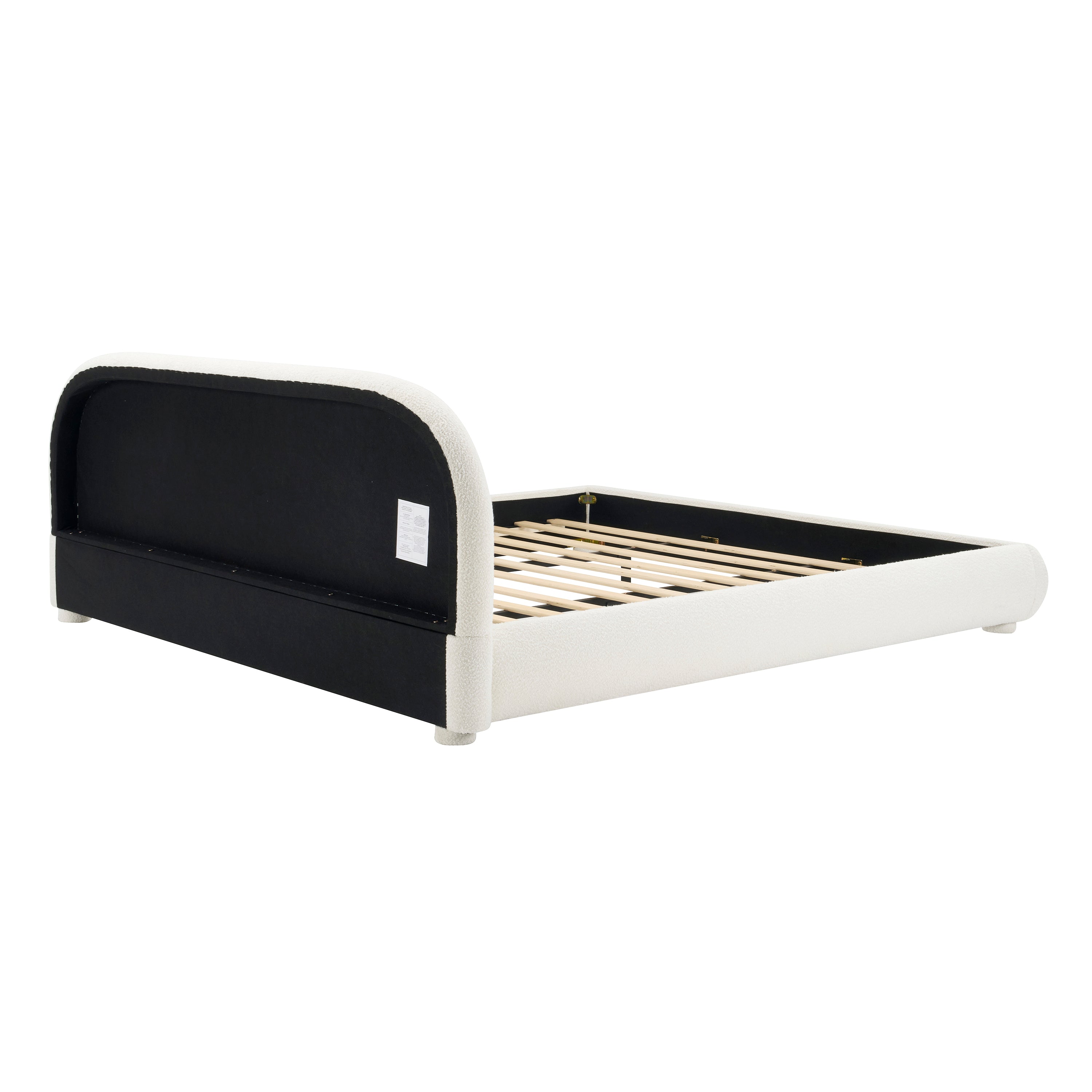 Modern Bed Frame with Upholstered Curved Headboard
