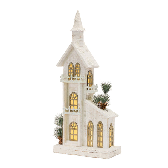 LED Lighted Winter Church Display 27"