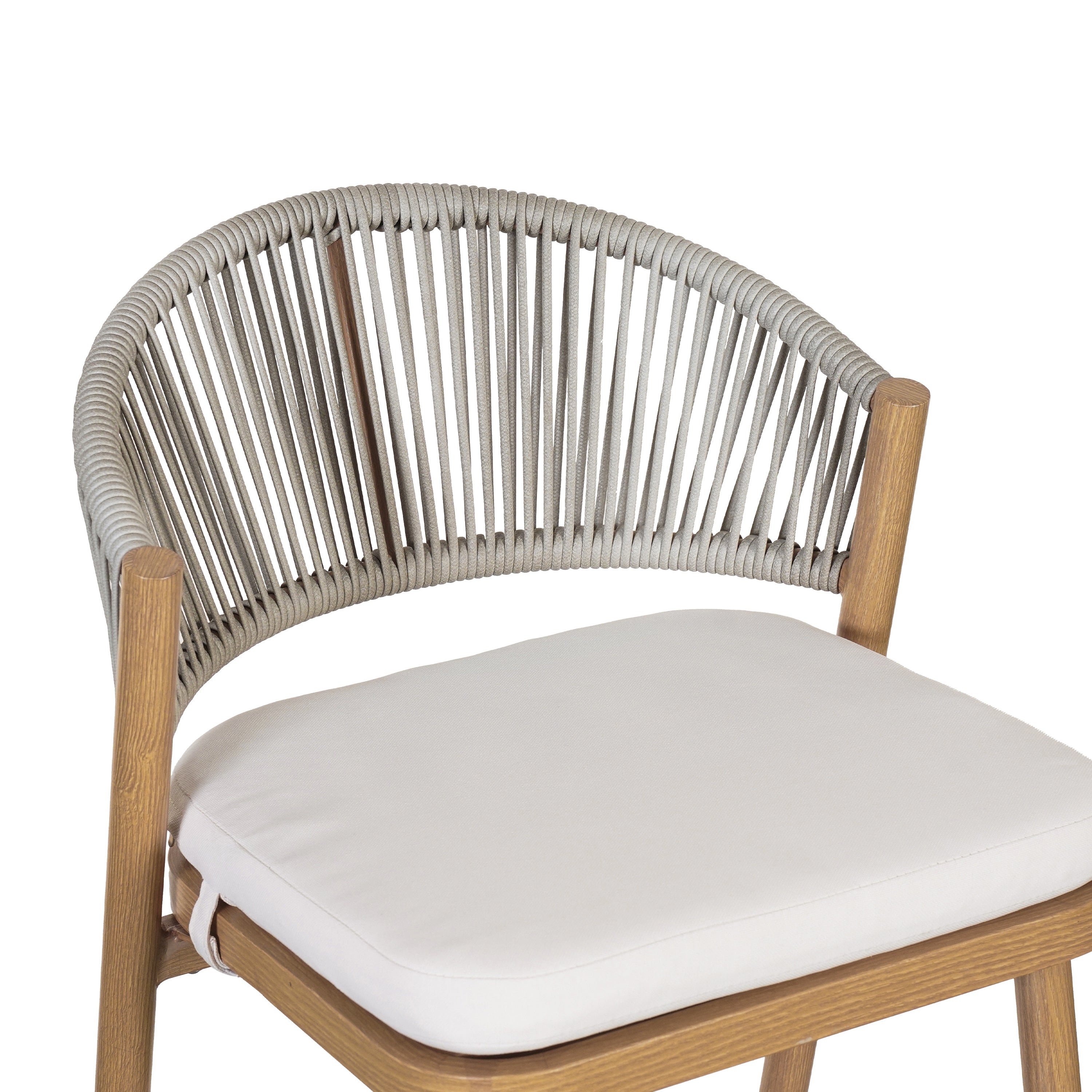 Outdoor Metal Frame Stools with Scallop-Shaped Backrest & Water-Resistant Cushions, Set of 2