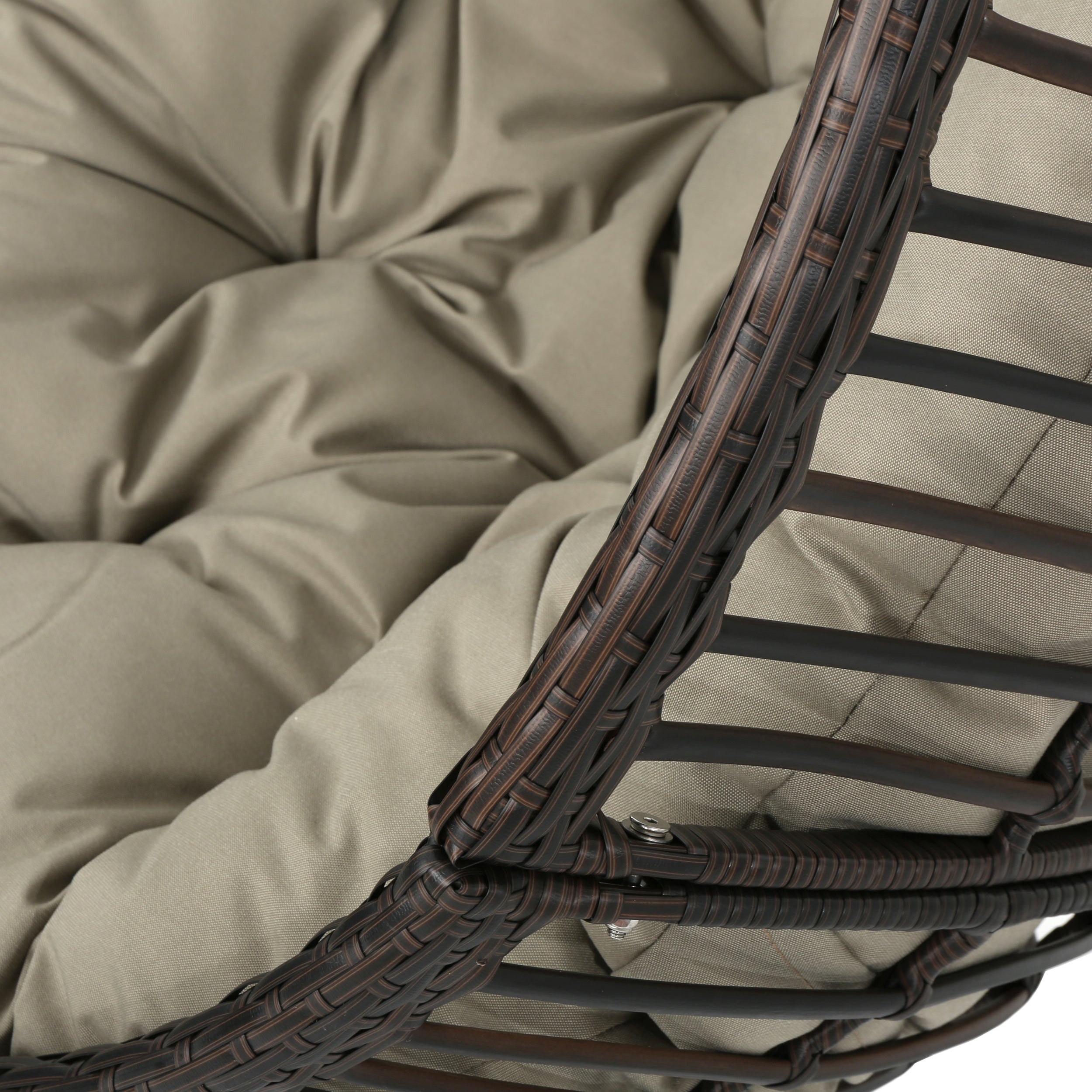 Liberation Outdoor Hanging Basket Chair with Metal Frame and Seat Cushion