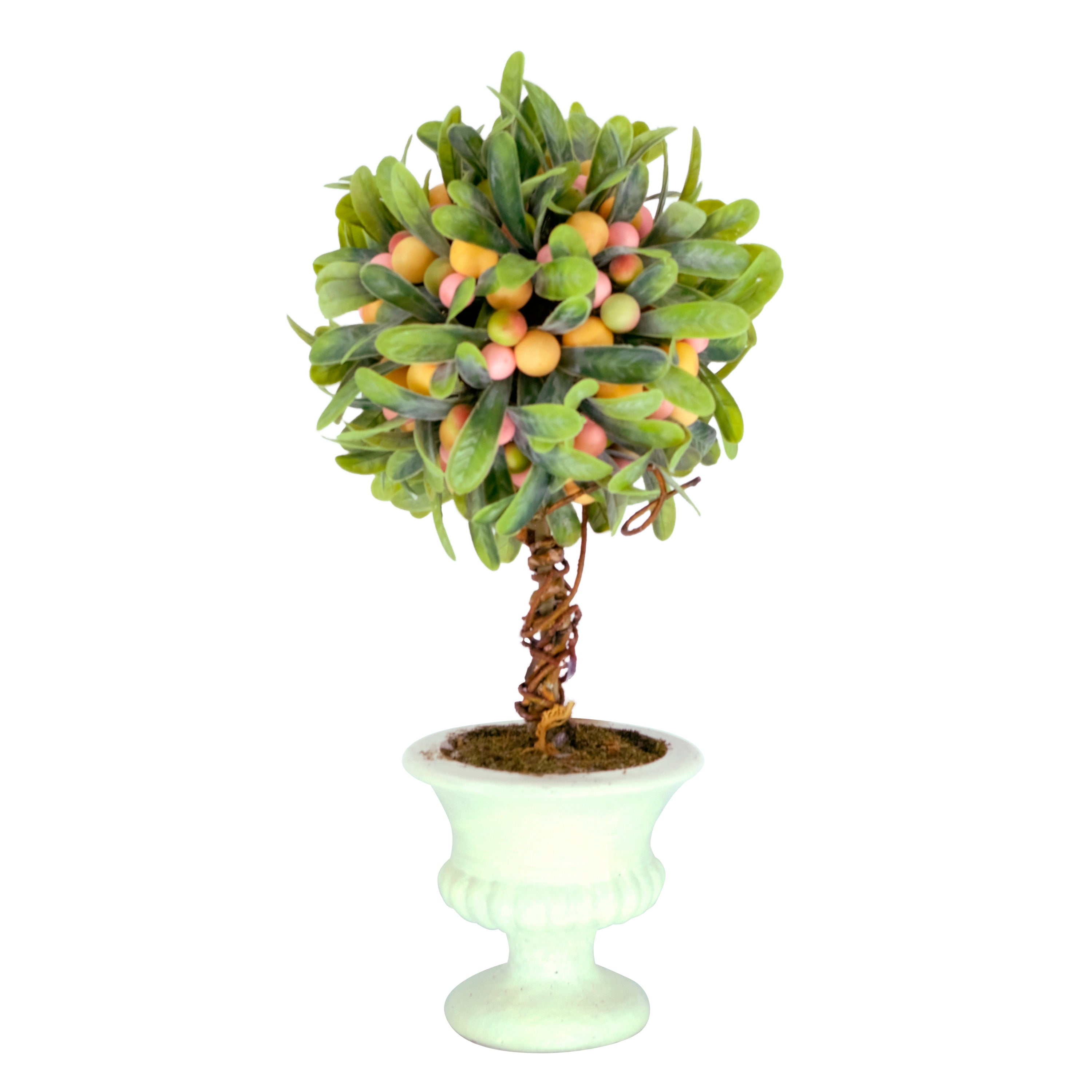 14" Artificial Multicolor Mini Spring Mistletoe Tree with Berries in Potted Pulp