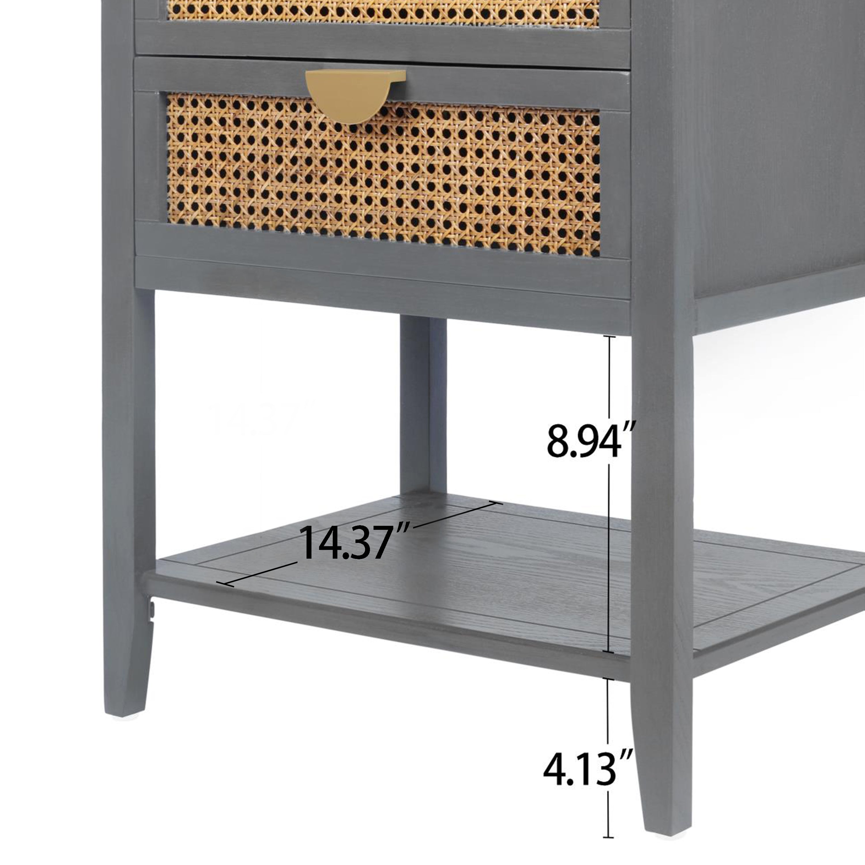 2-Drawer Side Table with Natural Rattan Drawers