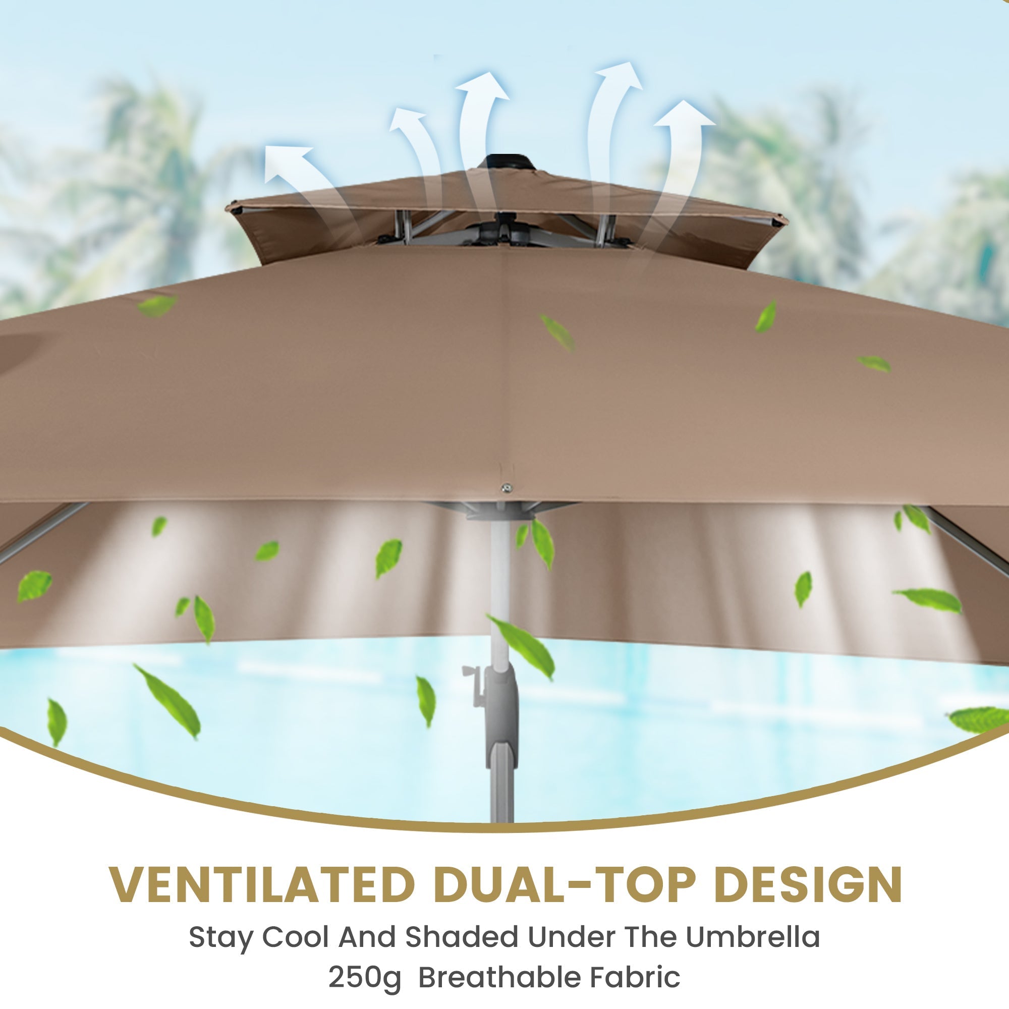 11' Outdoor Square Double Top Patio Umbrella, Base Not Included