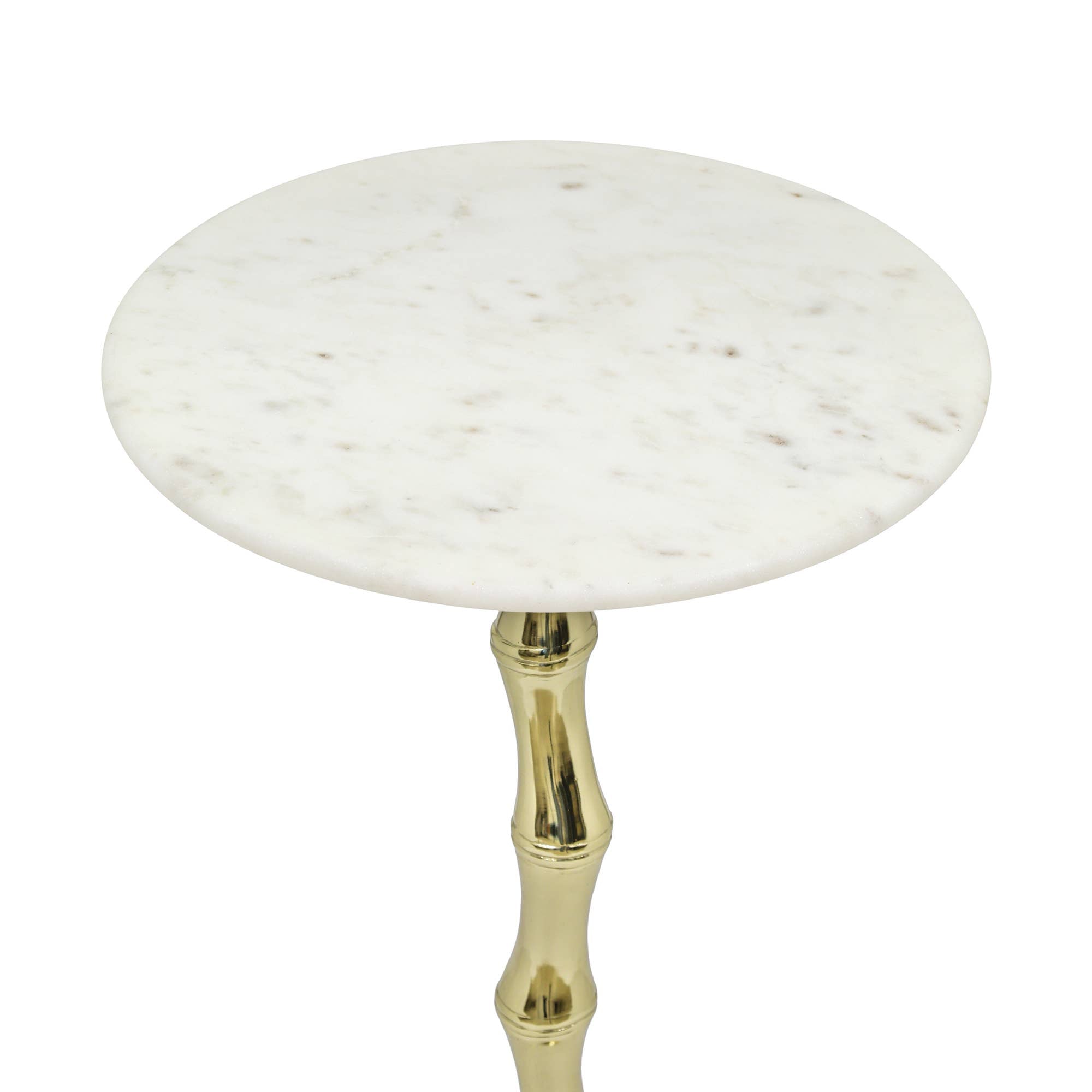 Bamboo Pattern Side Table with White Marble Top