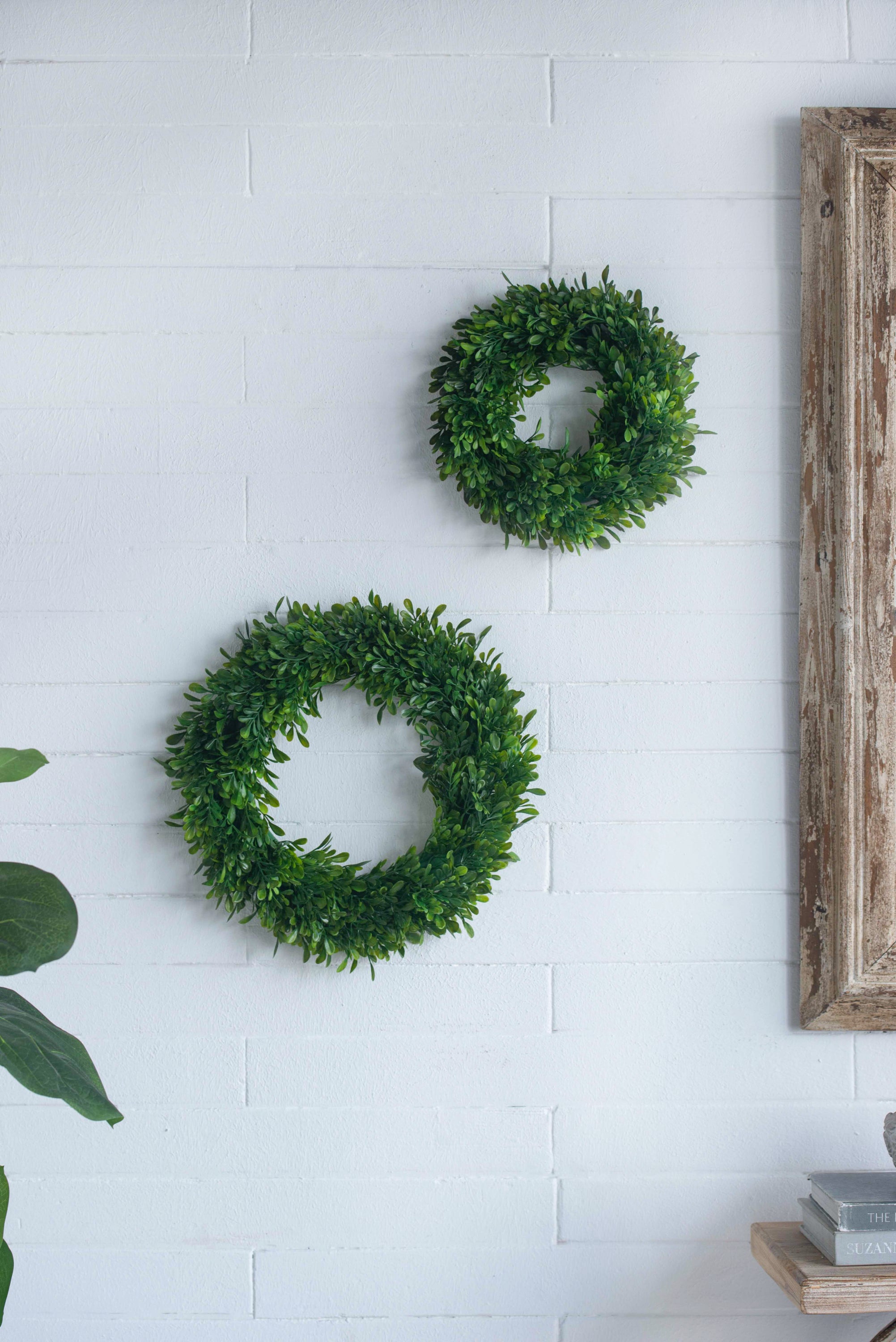 Faux Boxwood Wreath, Set of 2