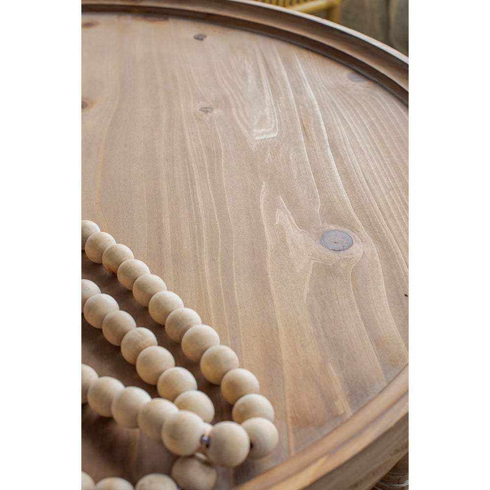 Round End Table with Bottom Shelf and Turned Legs