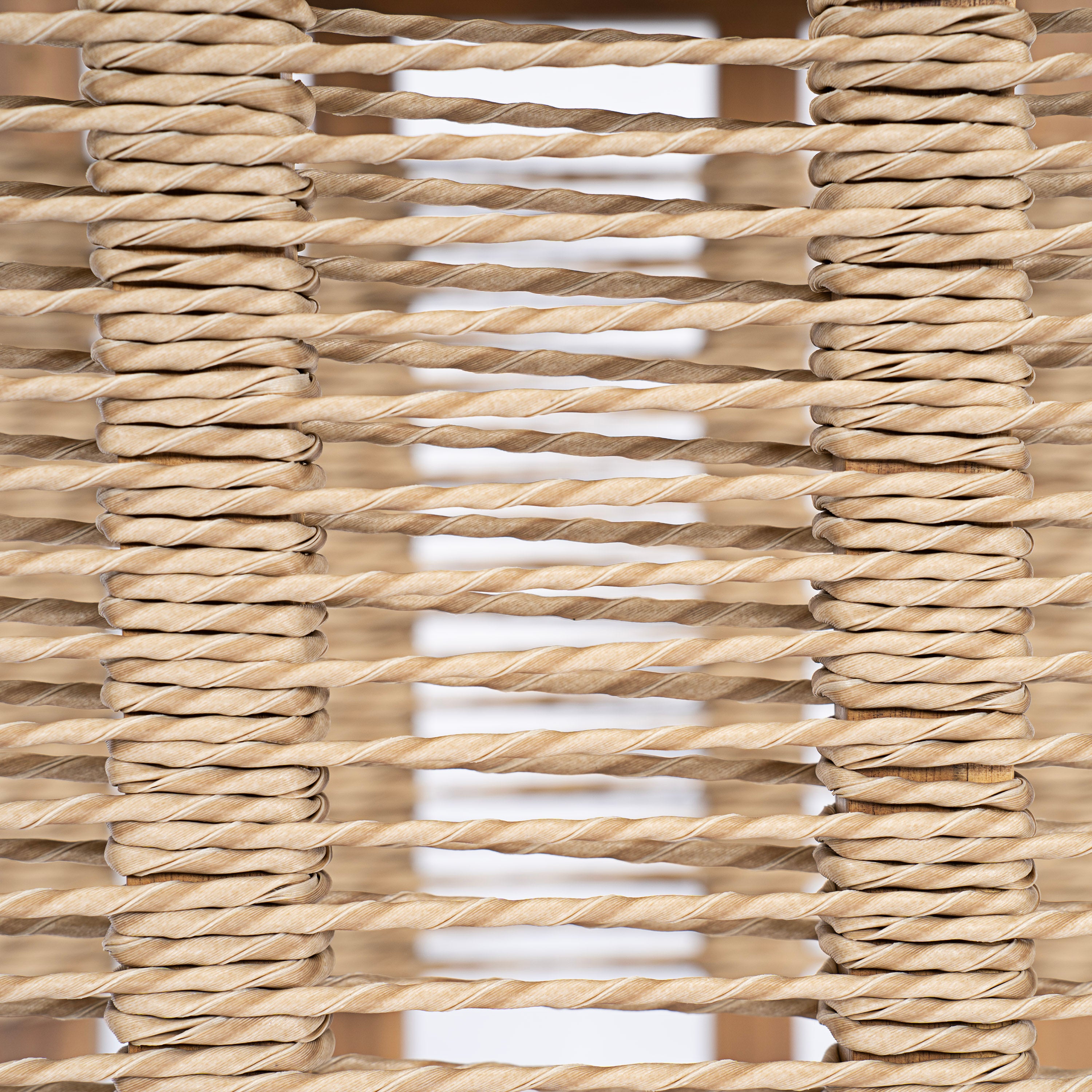 Kirana 5-Piece Outdoor Acacia Wood Hand Woven Rope Conversation Set with 3 Seater Sofa, 2 Chairs and 2 Coffee Tables