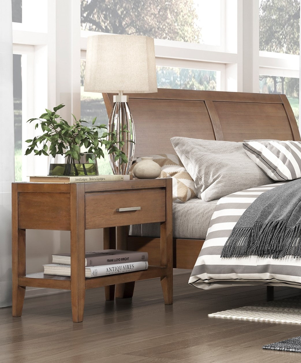 Nightstand with Drawer and Open Shelf