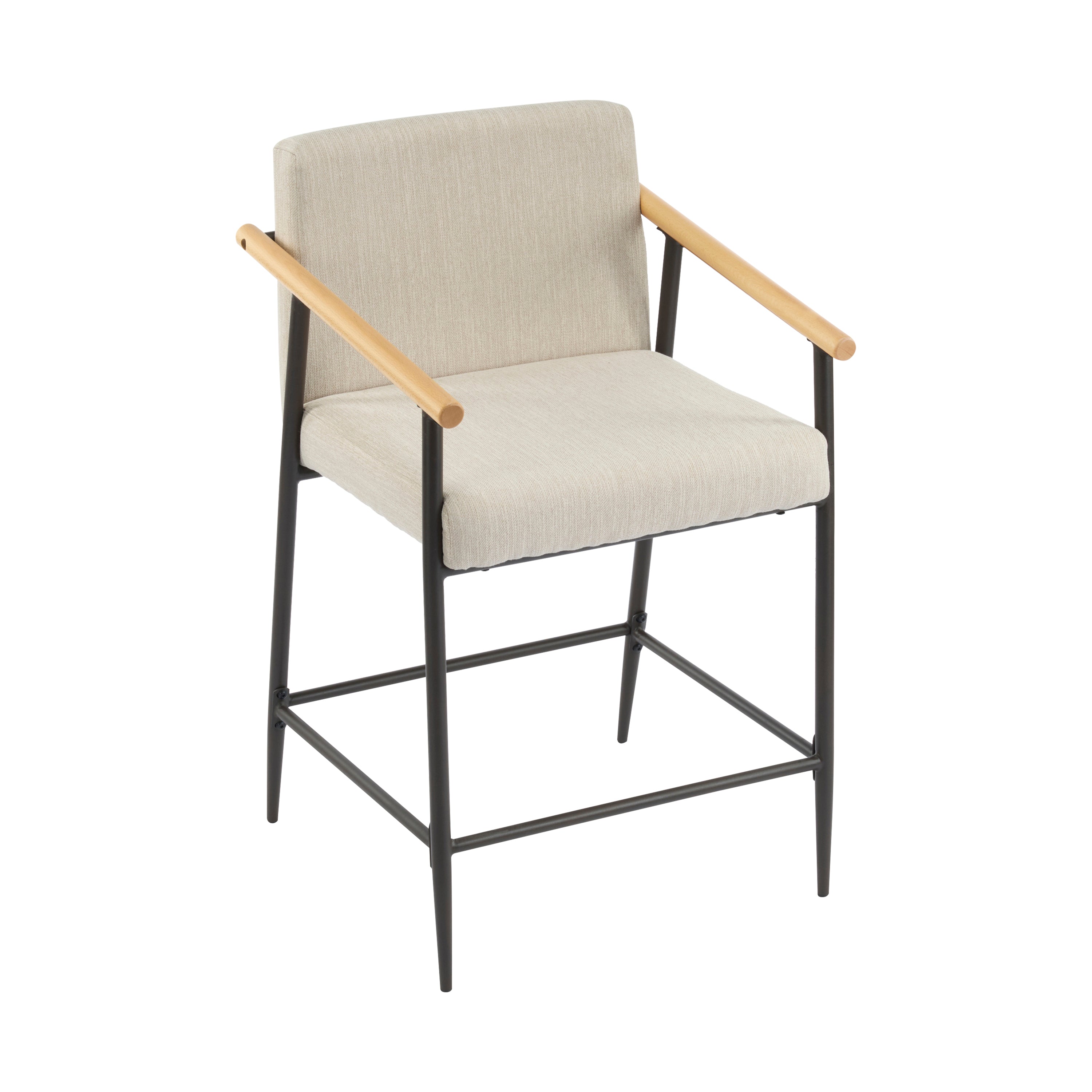 Kentwood Square Back Upholstered Counter Stool with Iron Frame, Set of 2