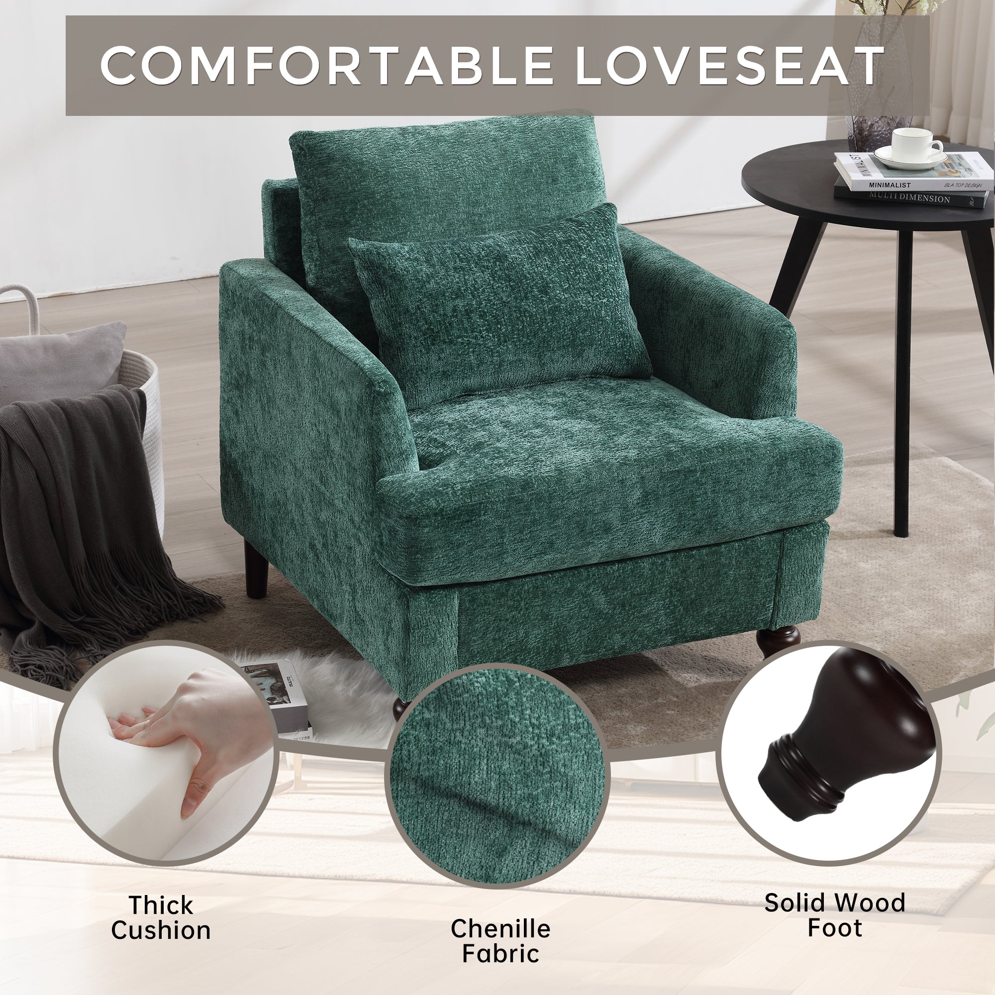 Chenille Tufted Upholstered Club Accent Chair