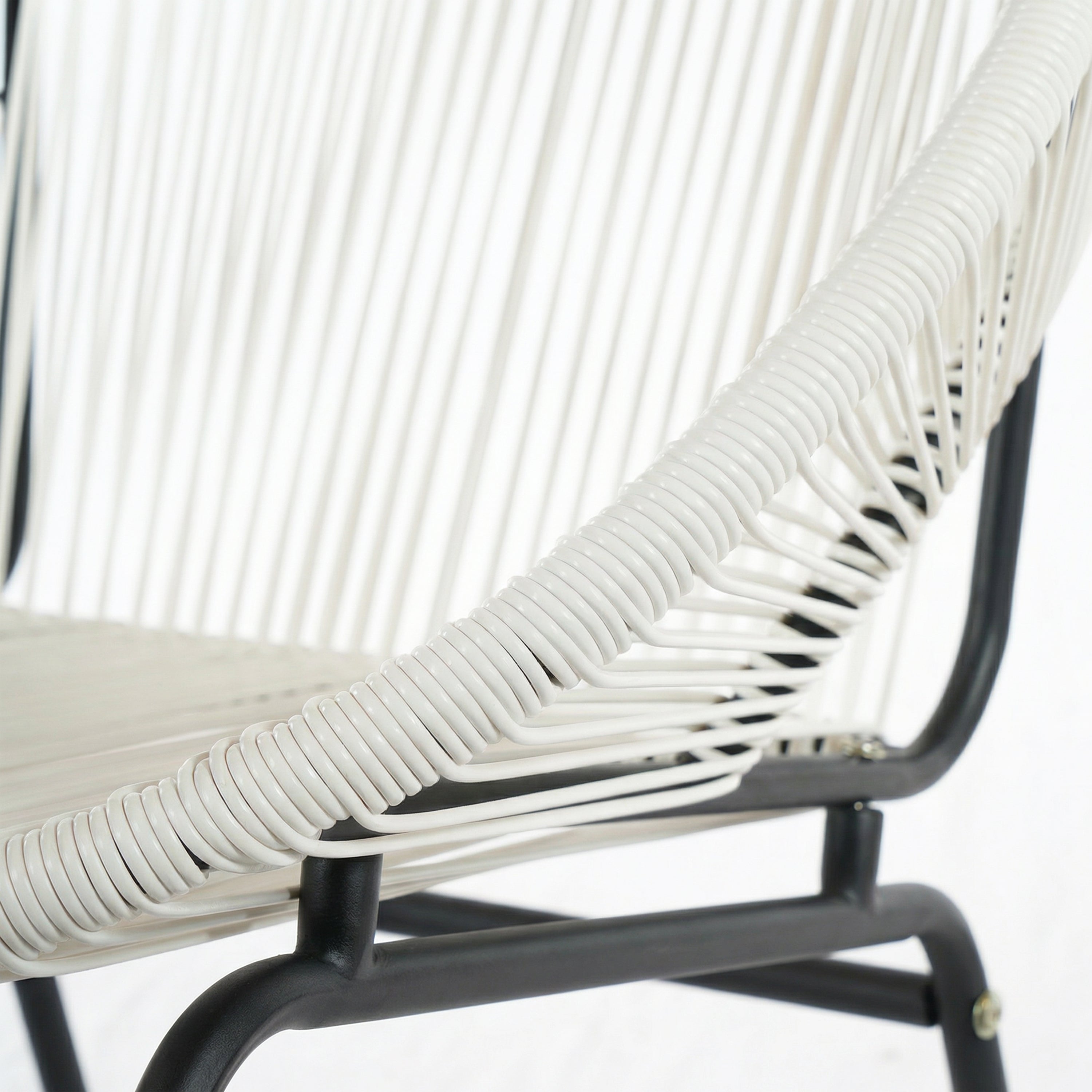 NUSA OUTDOOR PATIO WICKER CHAIR, TEAL PE RATTAN & IRON FRAME, SET OF 2