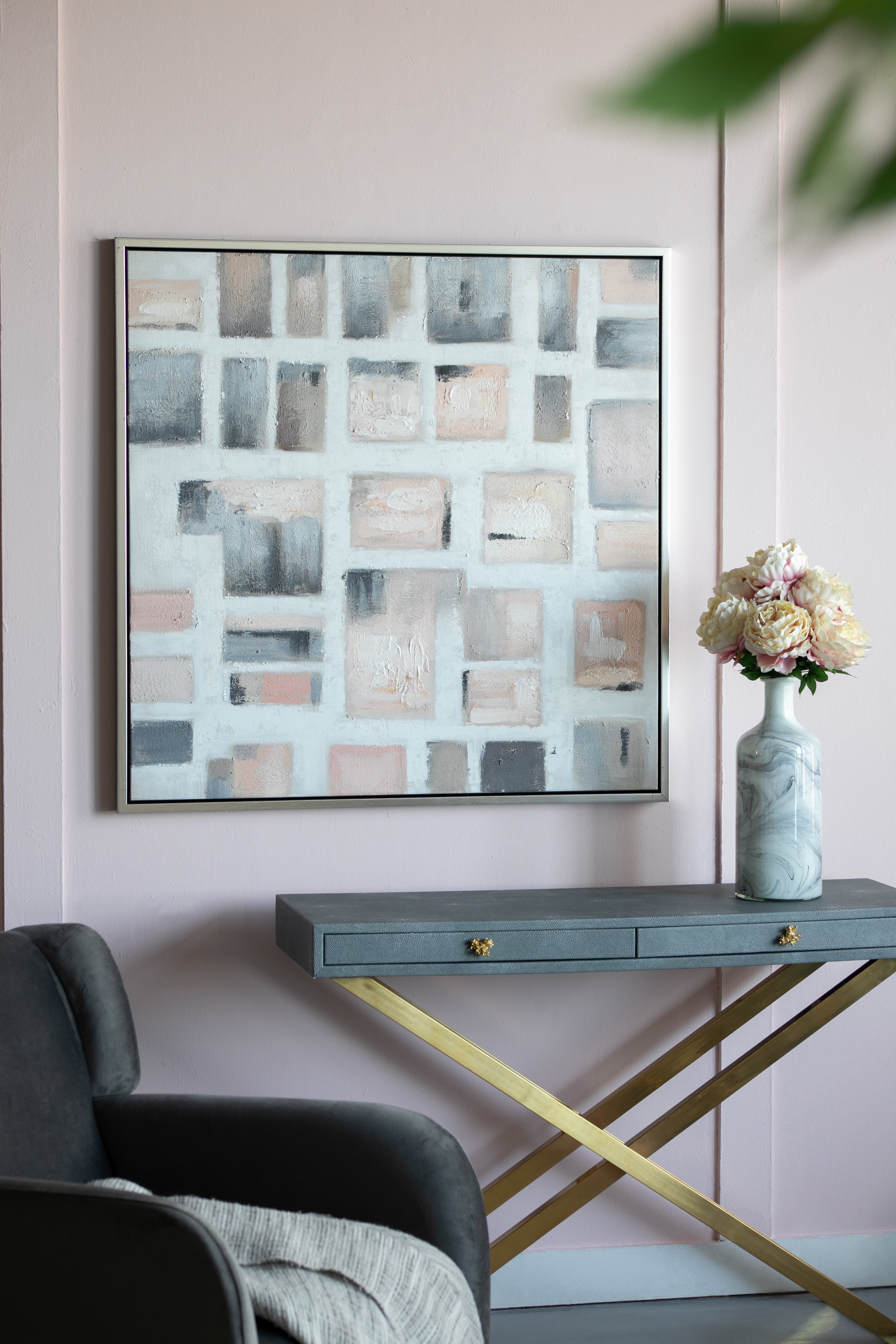 39.4x39.4' Cornerstone Framed Hand-painted Wall Art