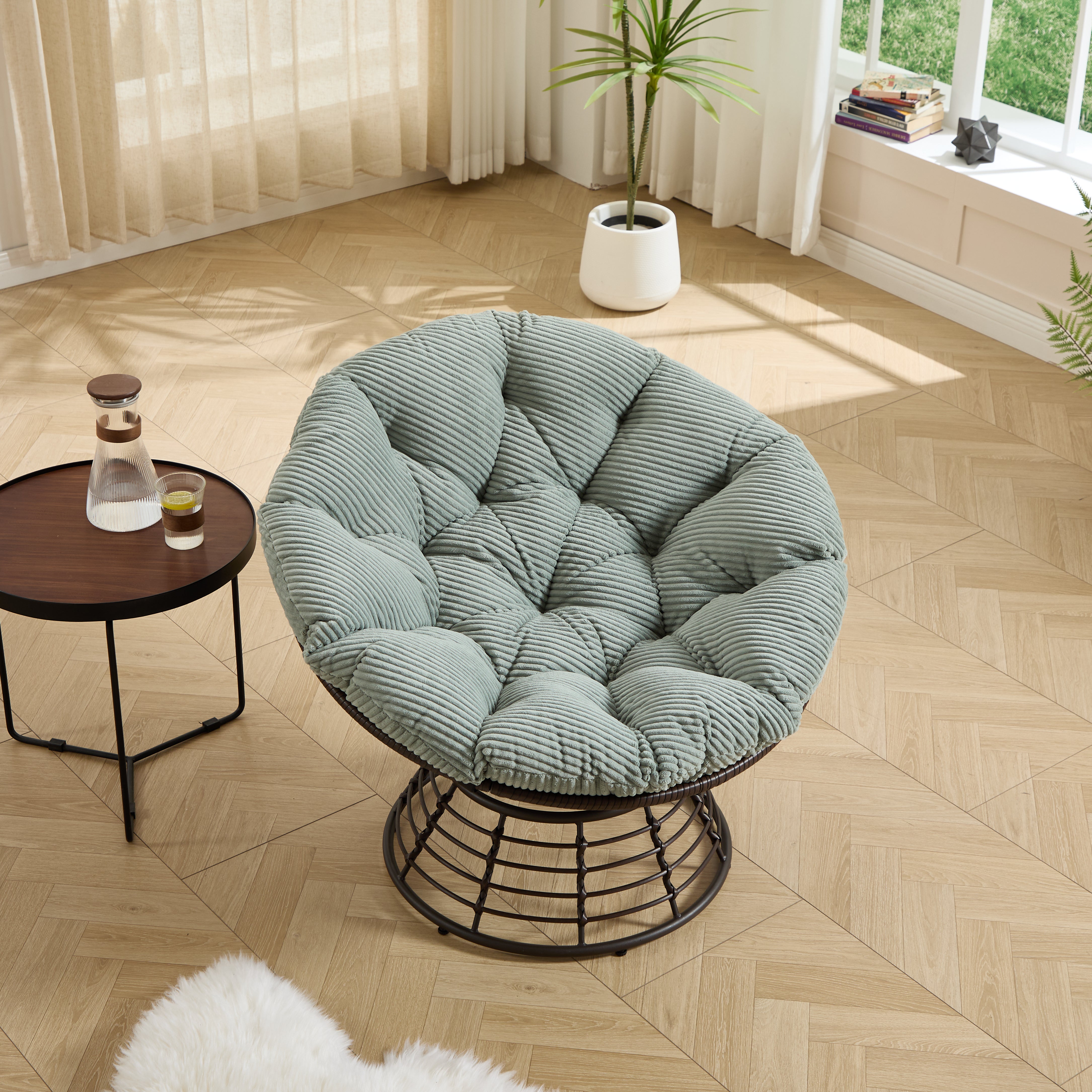 The Original Papasan™ 360° Swivel Indoor Outdoor Wicker Papasan Chair with Soft Thick Cushion