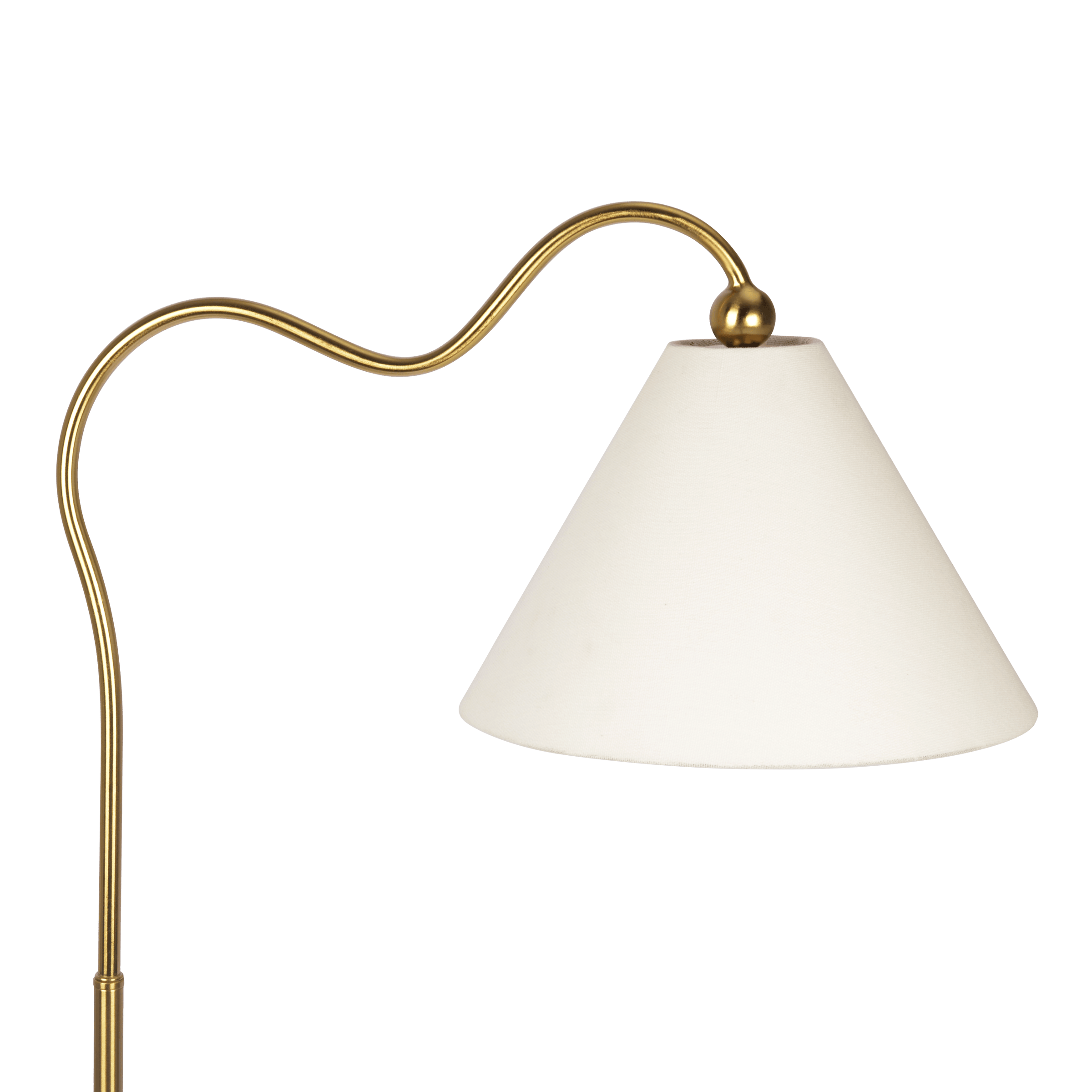 Cheering Brass Ring Base Curved Floor Lamp with Triangle Drum Shade