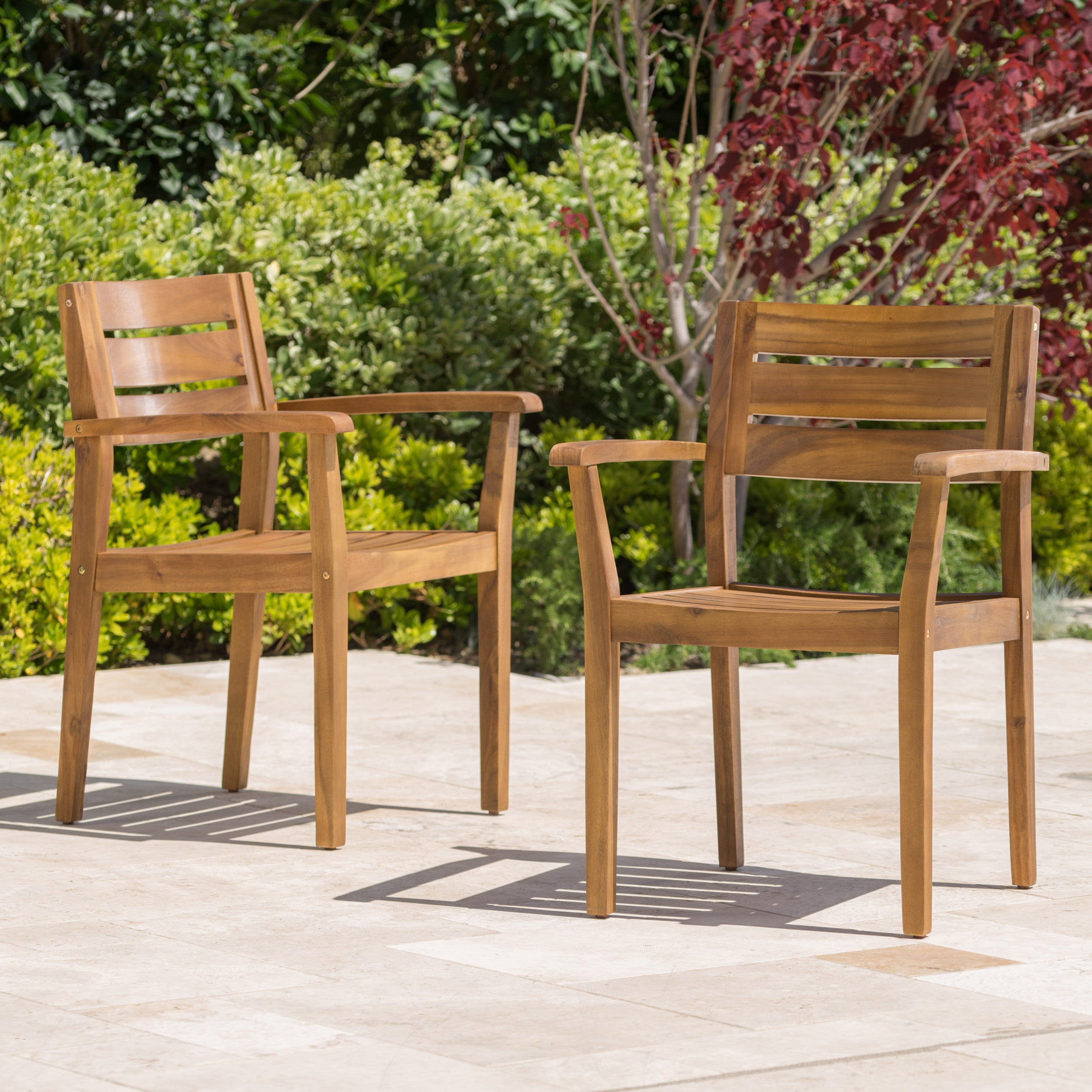 Stamford Outdoor Acacia Wood Dining Chairs, Set of 2