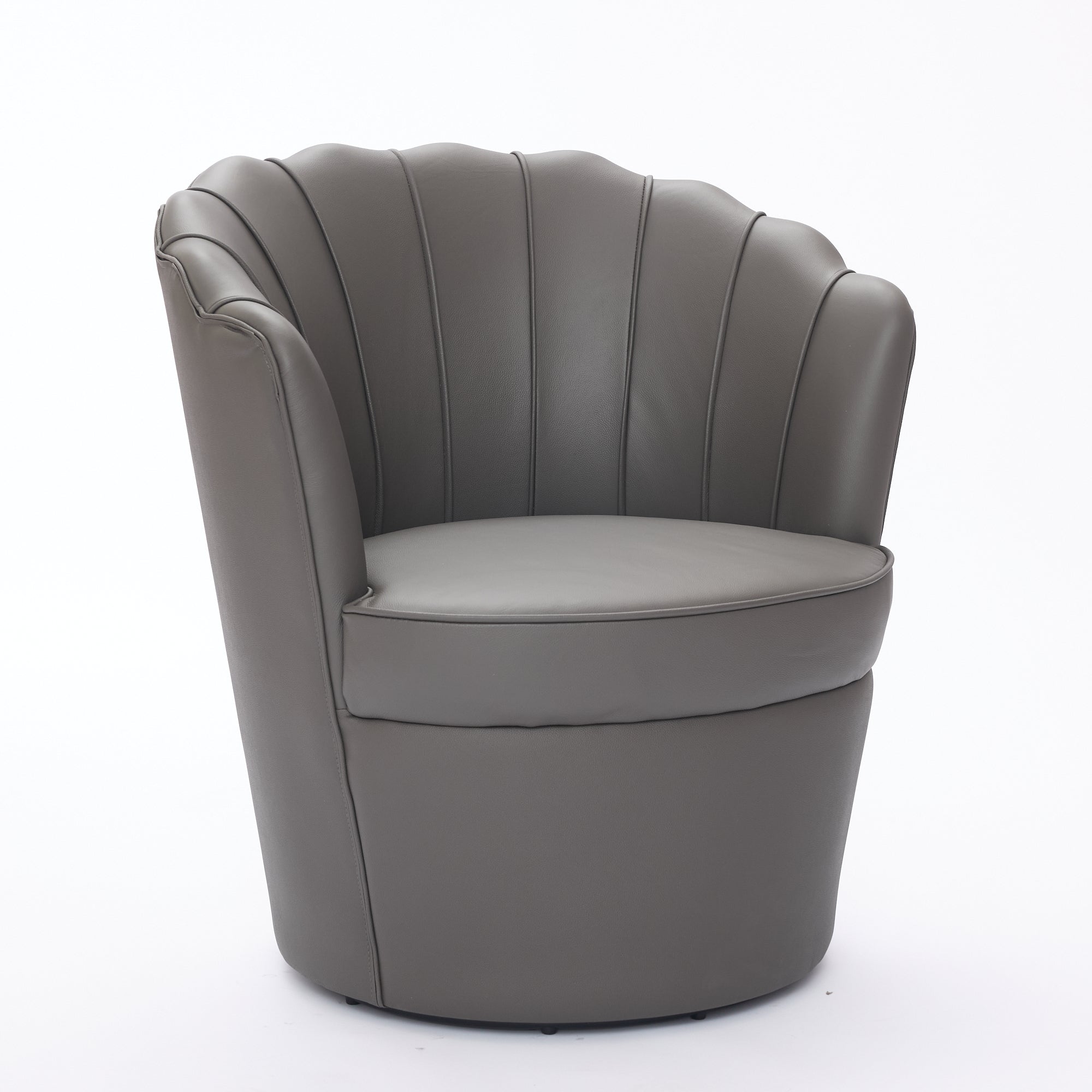 Genuine Top-Grain Leather Swivel Wing-Back Accent Chair