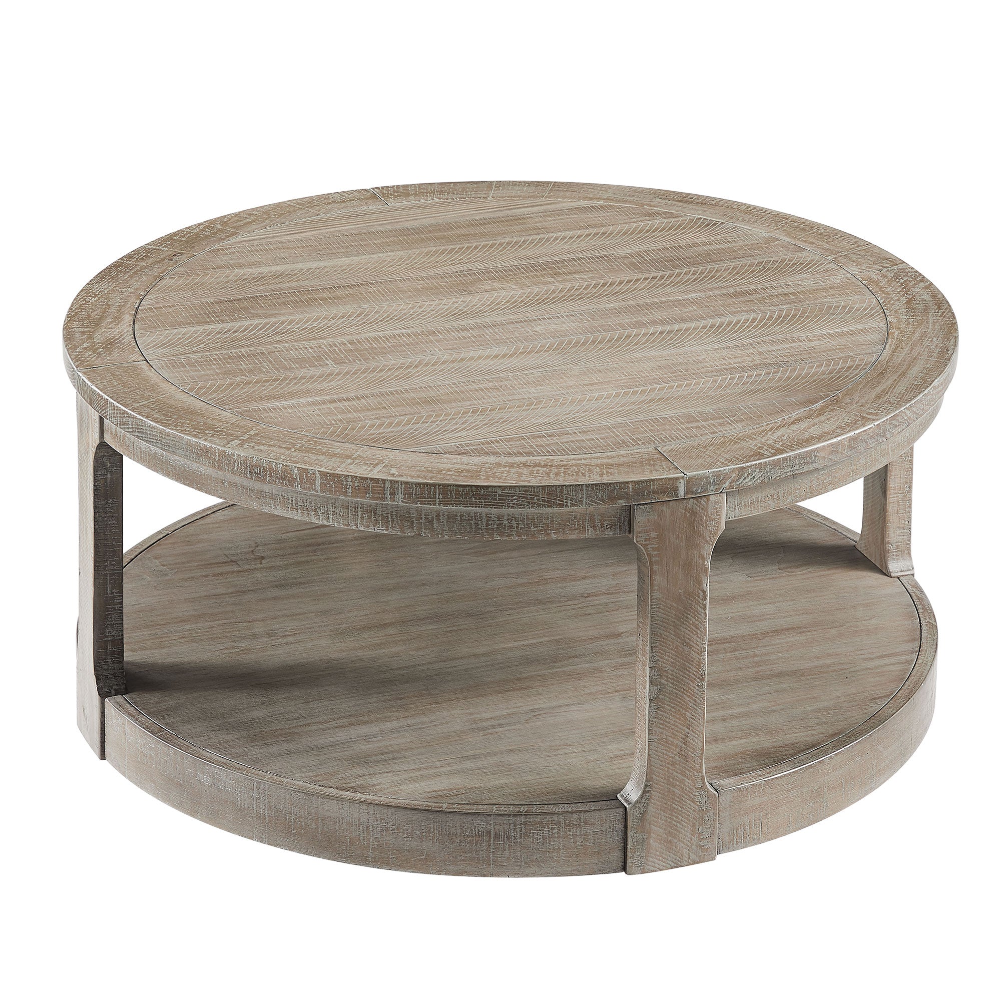 40inch Large Curved 2 Tier Traditional Round Circle Wooden Center Coffee Table,Rounded Table with Wheels,Mid Century Rustic Style Table for living Room,Office,Apartment,Light Brown