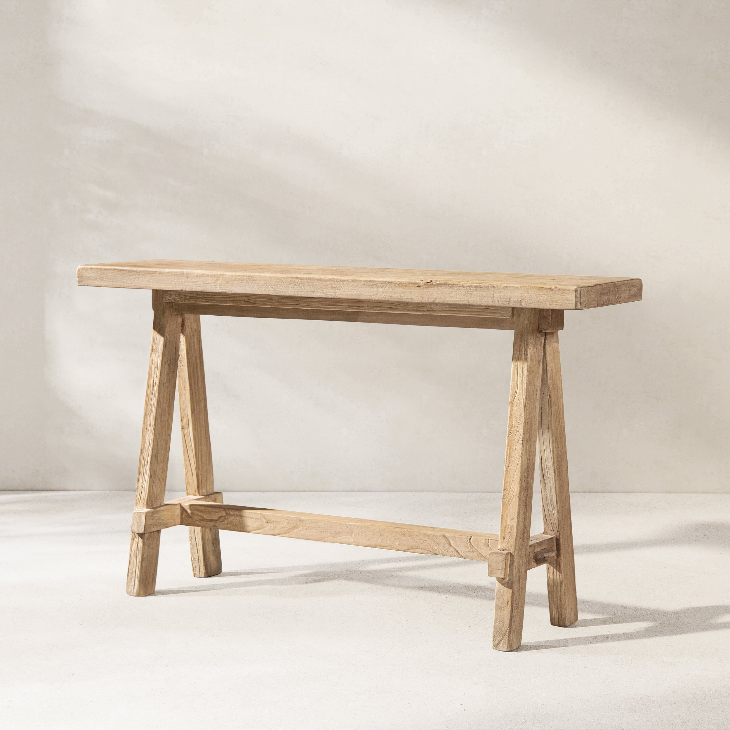 Hawthorne Solid Reclaimed Elm Trestle Console Table