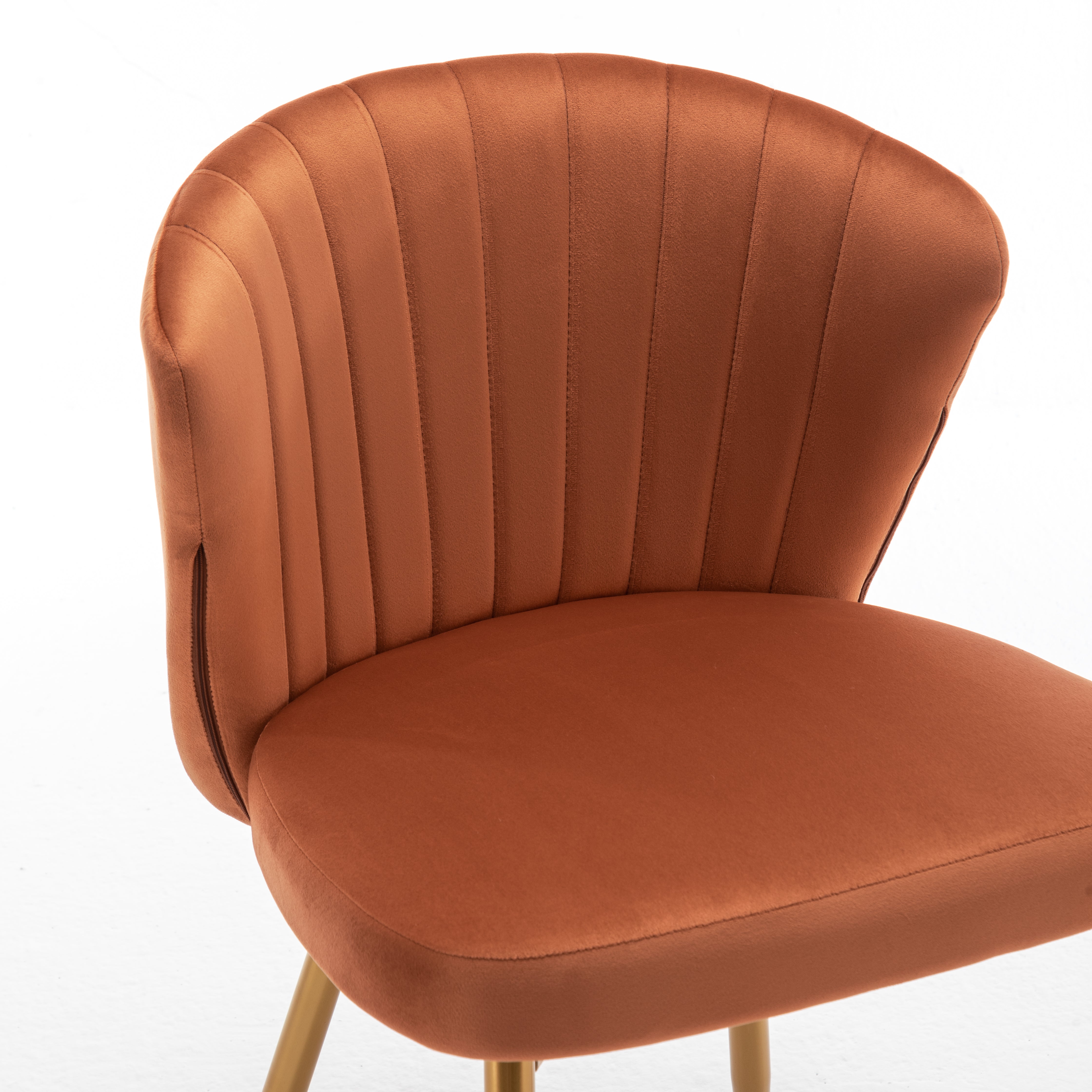 Modern Velvet Armless Accent Chair, Channel Tufted Dining Chair with Gold Metal Legs, Upholstered Side Chair for Living Room Bedroom Small Spaces