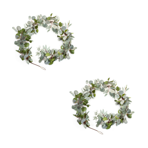 Seeded-Mixed-Eucalyptus-Foliage-Garland-(set-of-2)-Green-Faux-Florals