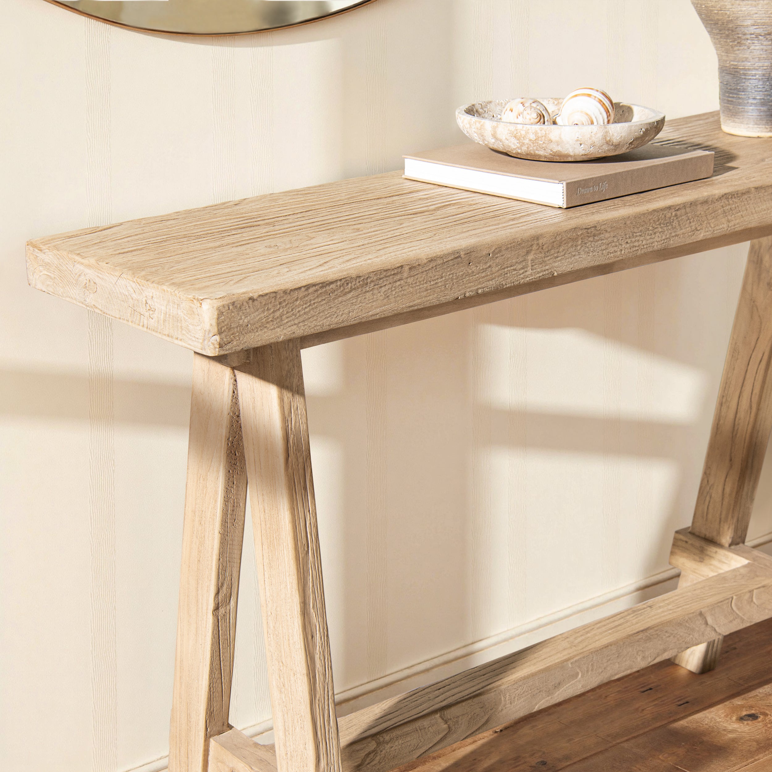 Hawthorne Solid Reclaimed Elm Trestle Console Table