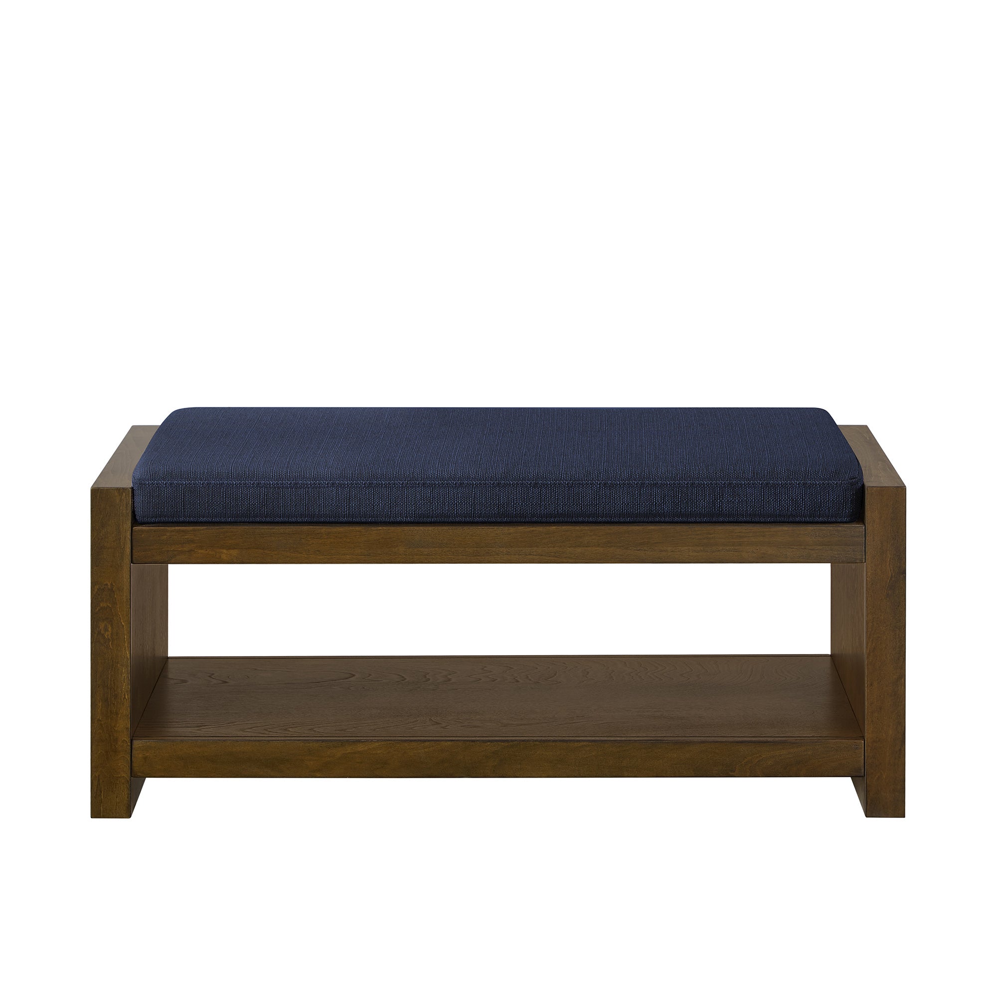 Accent Bench with Lower Shelf Shoe Rack and Padded Seating