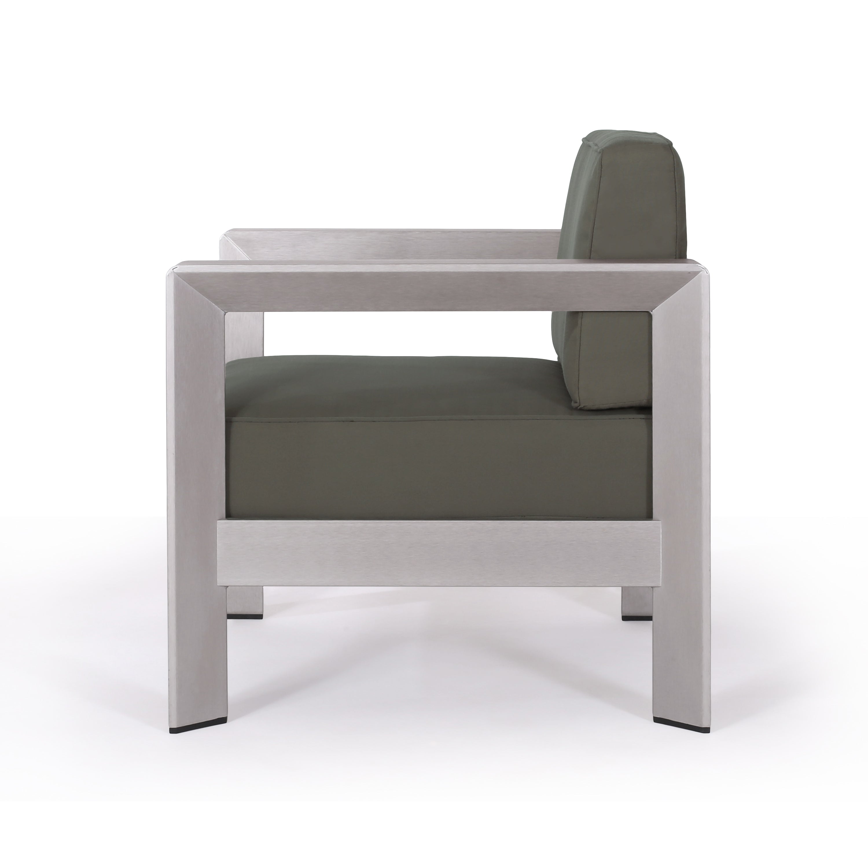 Rutile Outdoor Club Chair with Aluminum Frame and Open Back