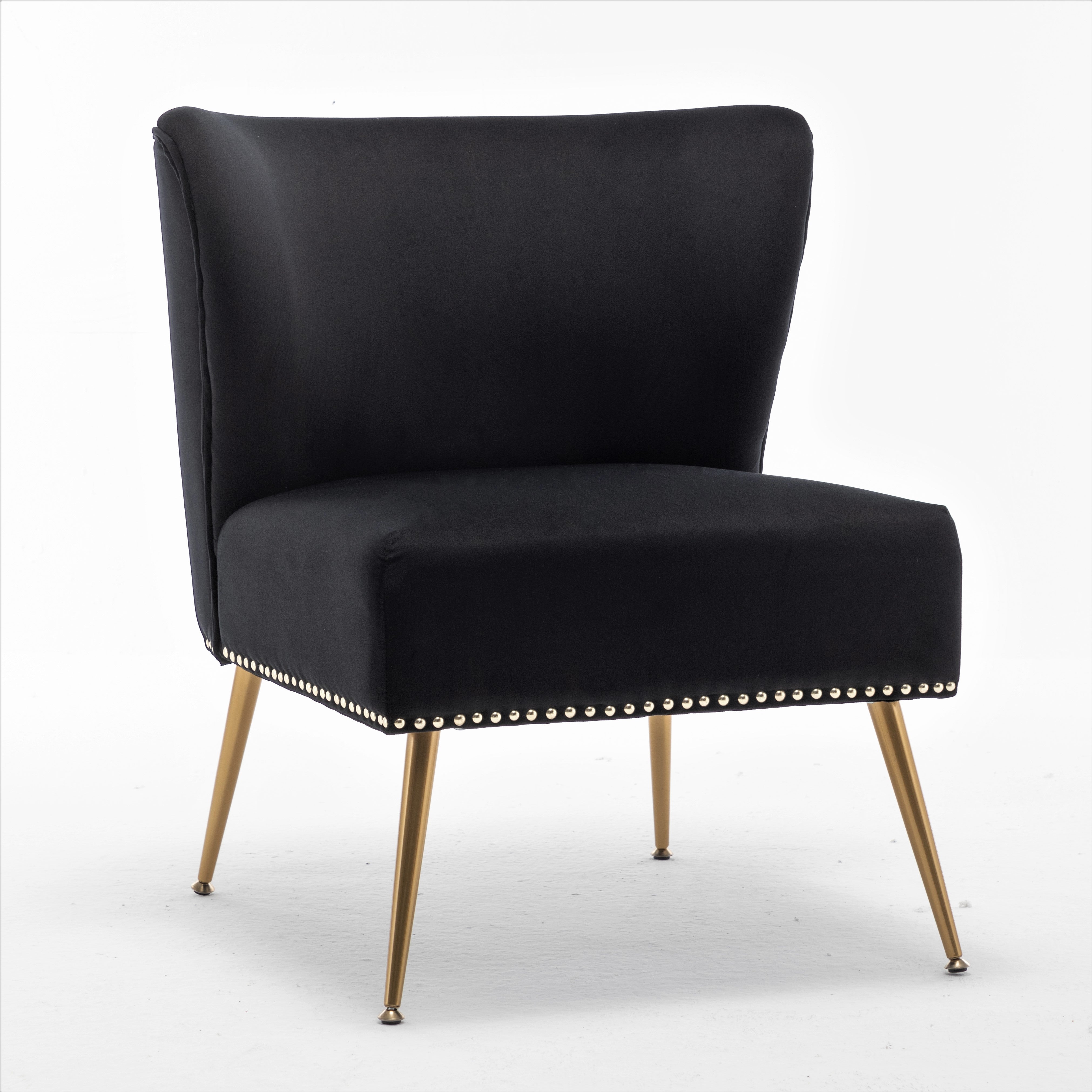 Armless Slipper Accent Chair with Metal Legs