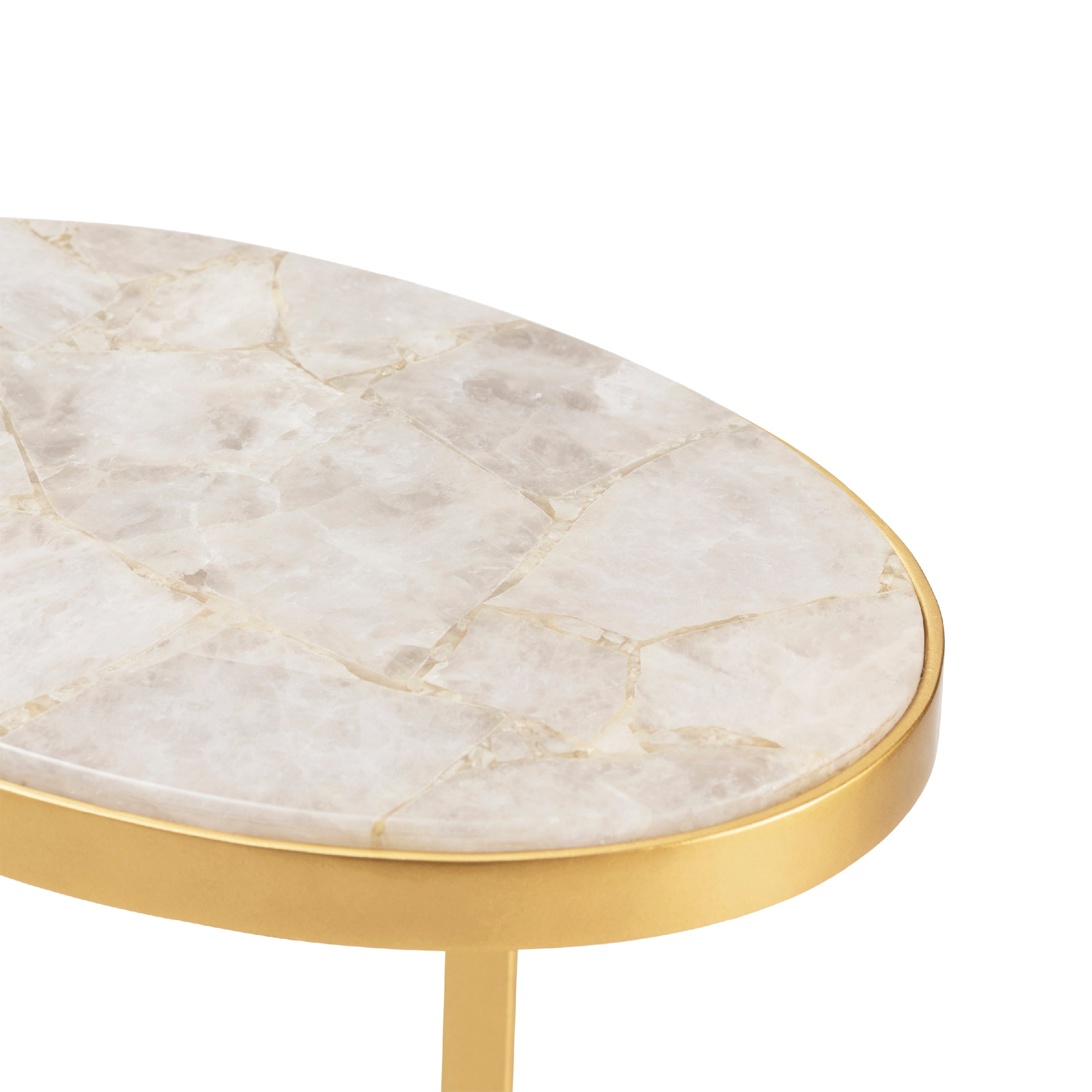 Oval Gold Agate Accent End Table