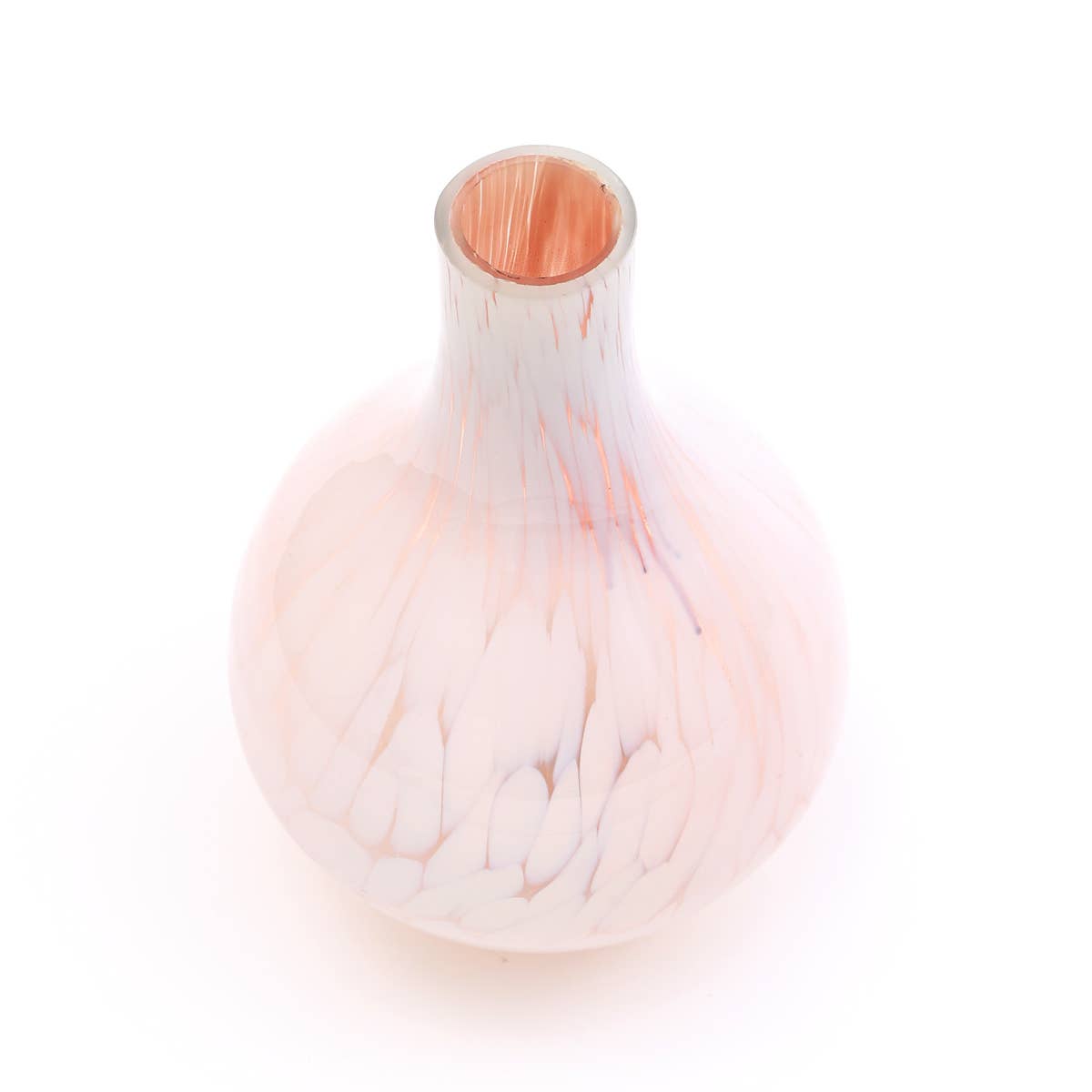 Decorative Pink Splutter Glass Rounded Vase