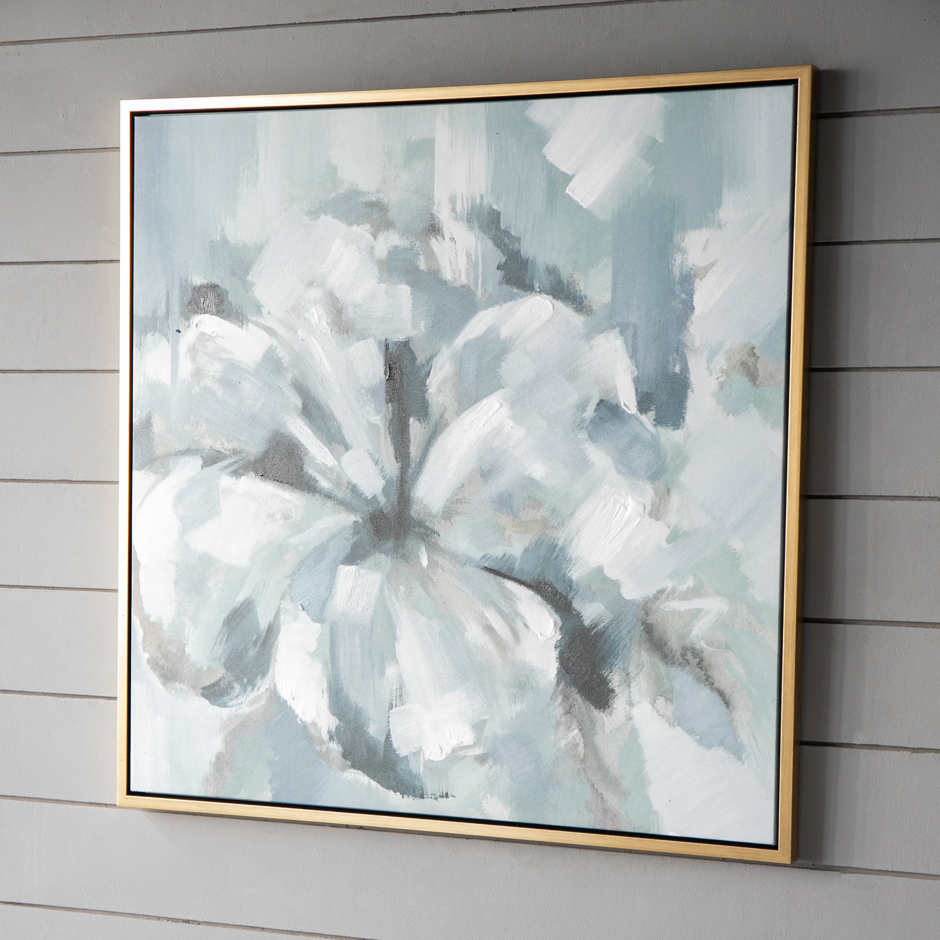 39.5" x 39.5" Wall Art with Large Flower Oil Painting