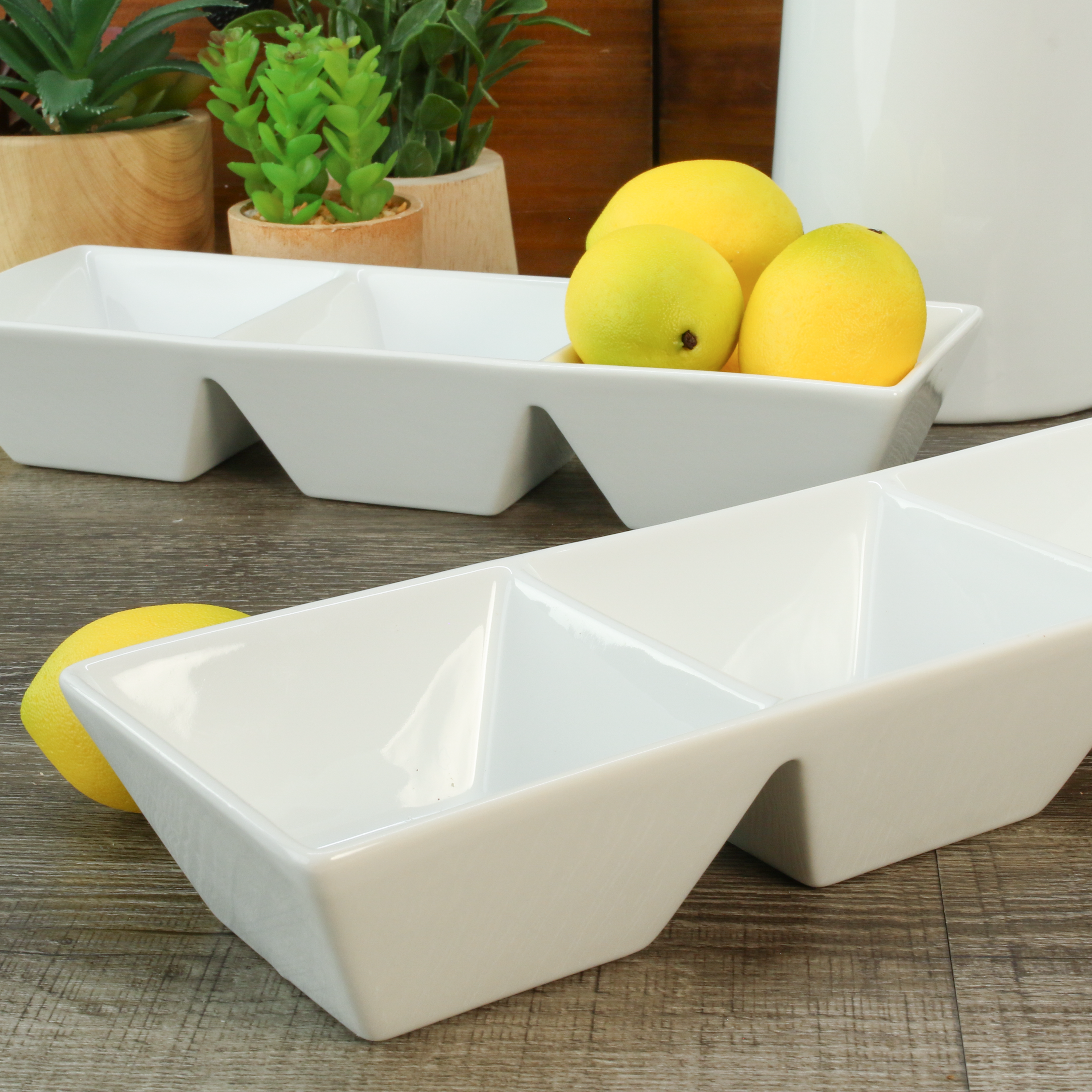 Three Compartment Square Server, Set of 2