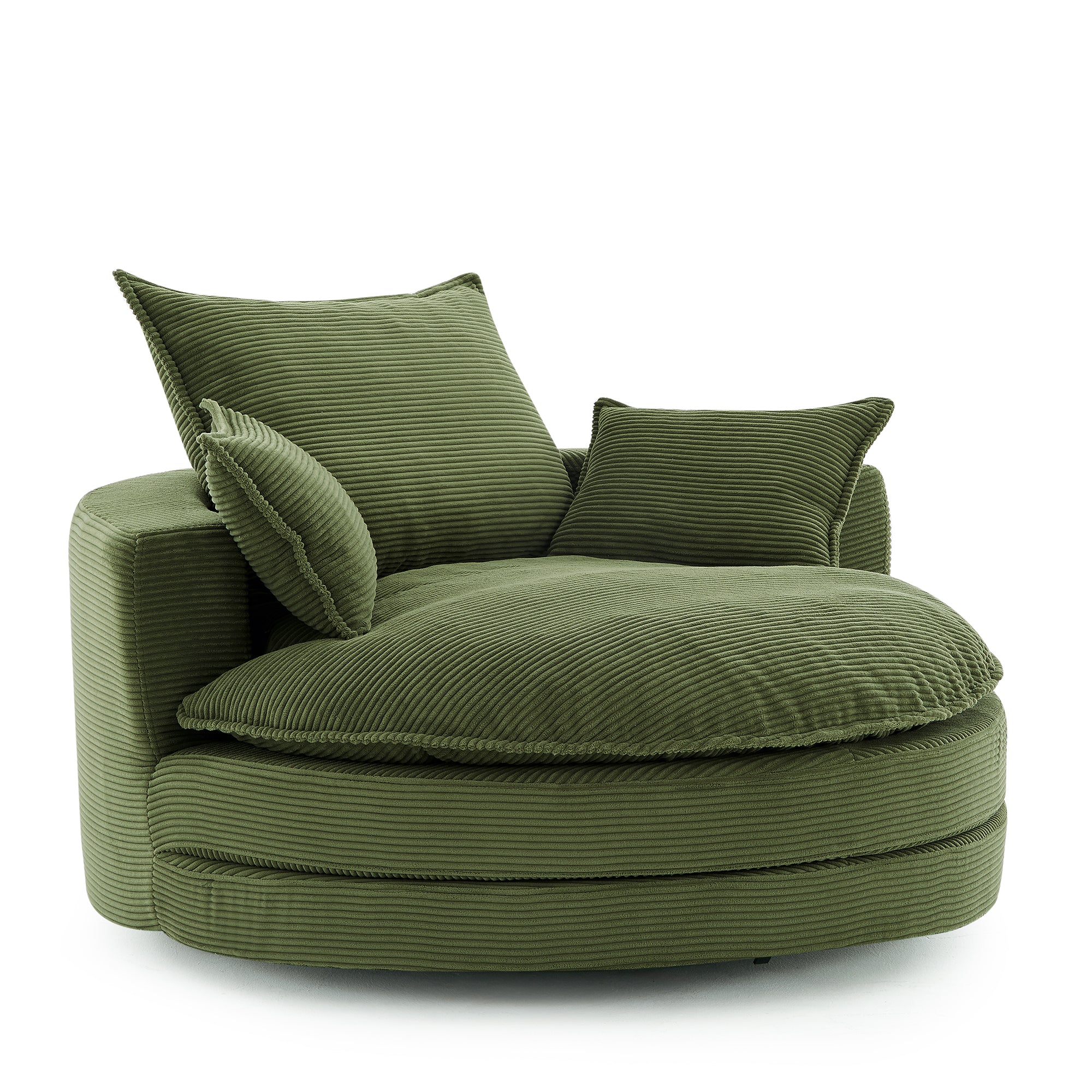 Corduroy 360° Swivel Accent Barrel Chair with 3 Removable Pillows