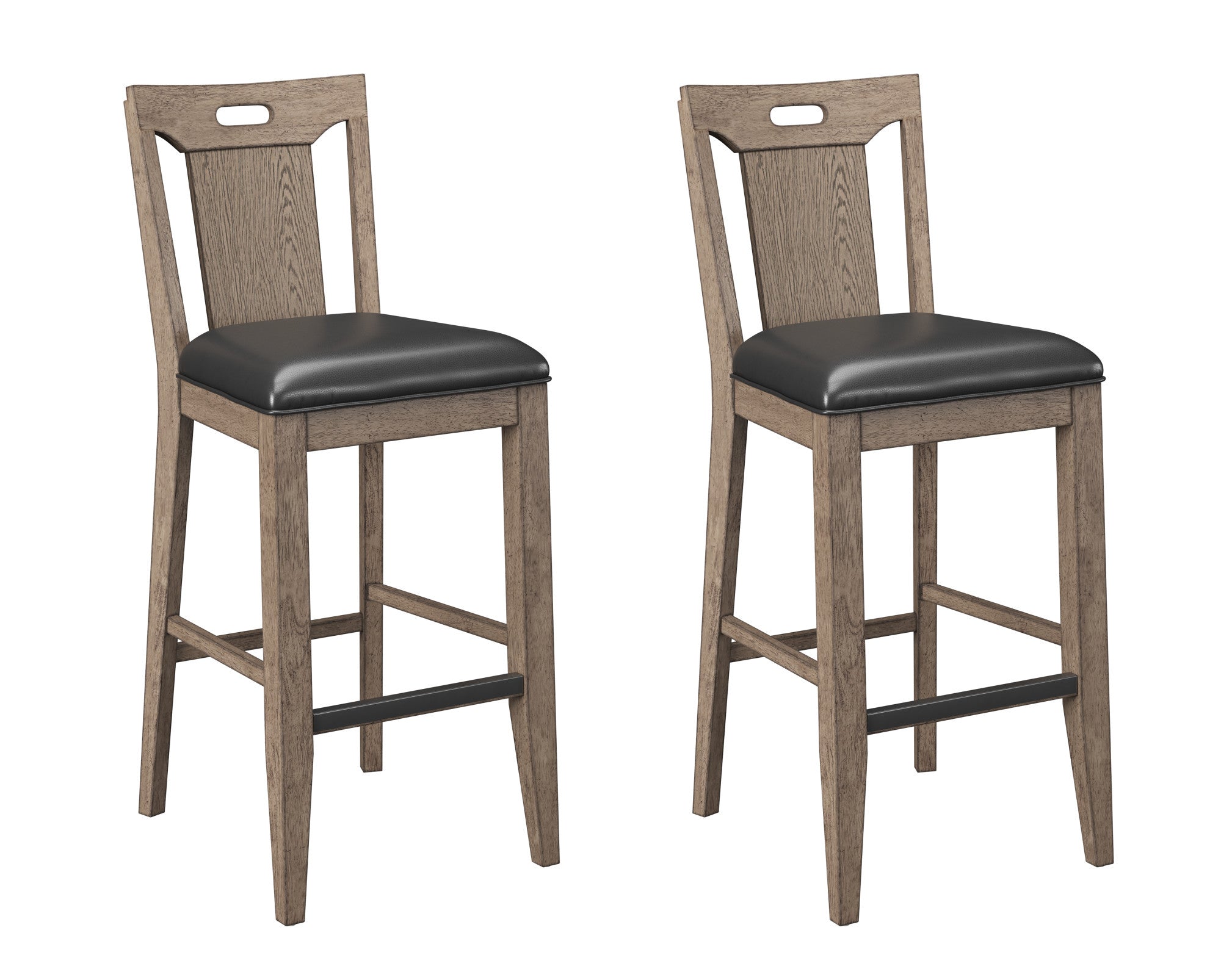 Brown Slat Back Bar Stools, Set of 2