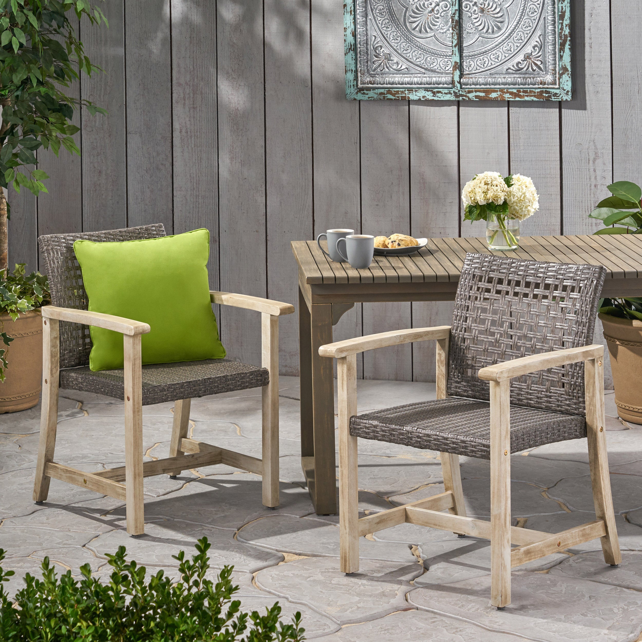 Hampton Outdoor Rattan Dining Chairs, Set of 2