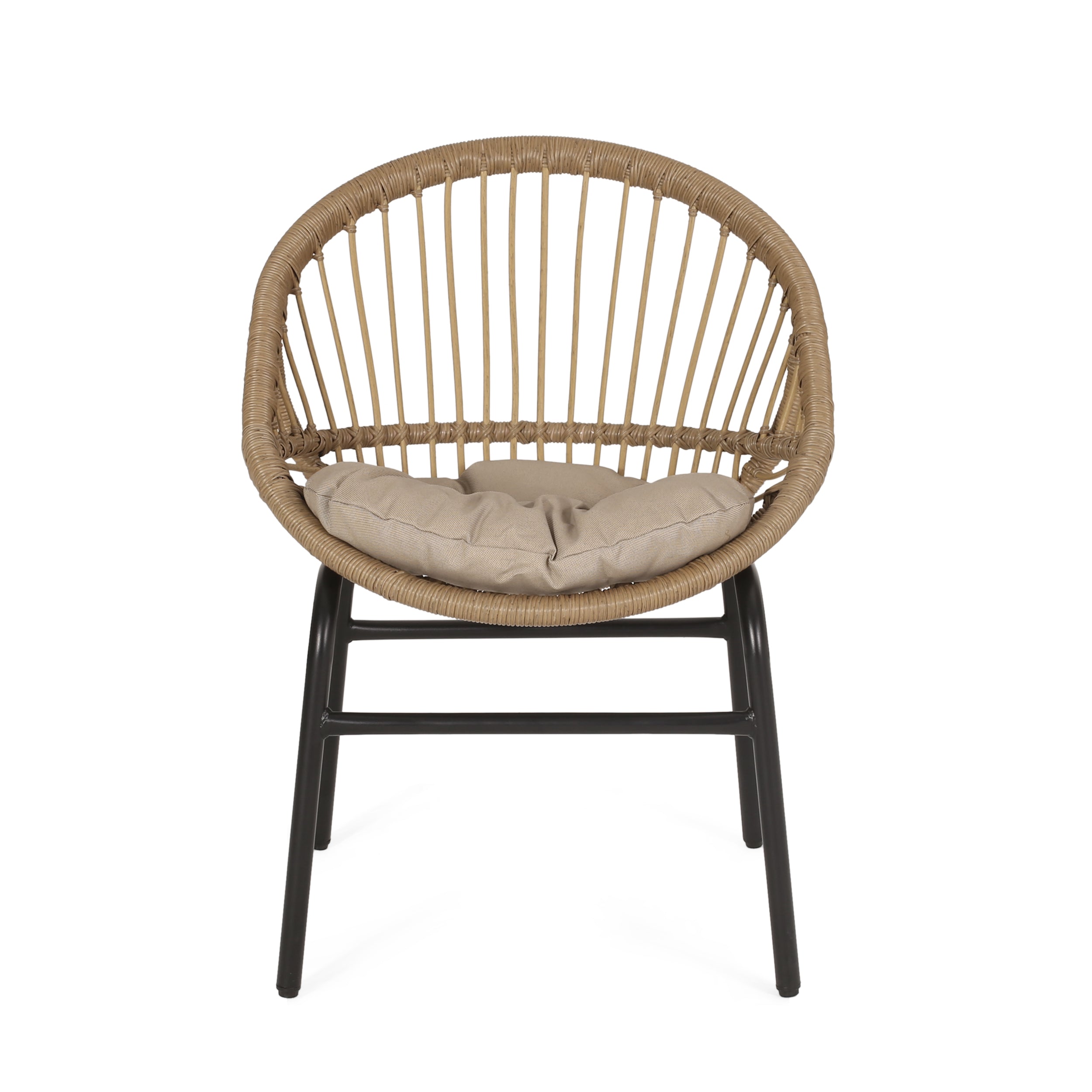 Outdoor Accent Chair with Curved Back and Basket Frame, Set of 2