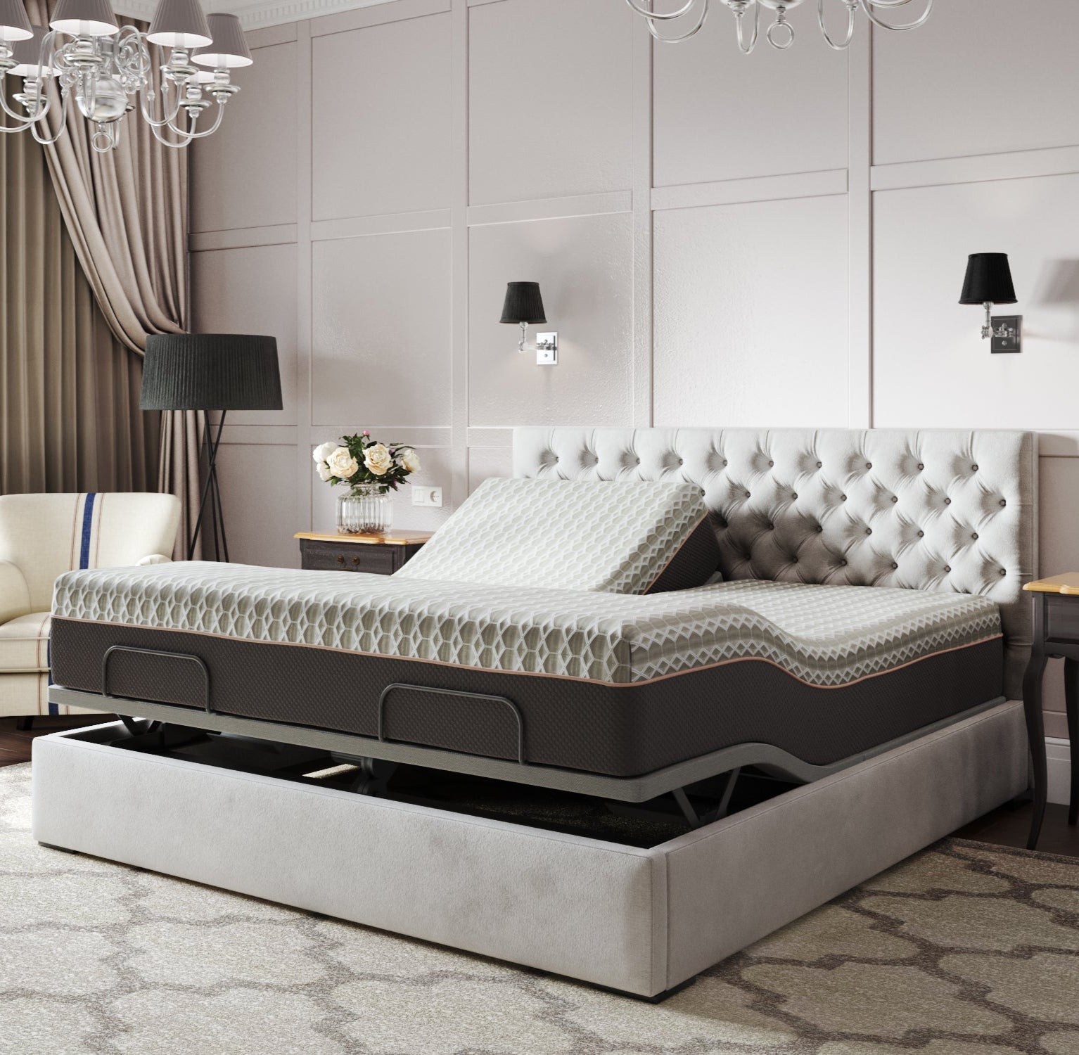 BedTech Copper Lux Hybrid 14" Split Top Mattress With Copper Infused Contouring Memory Comfort Layer and Supportive Coil System