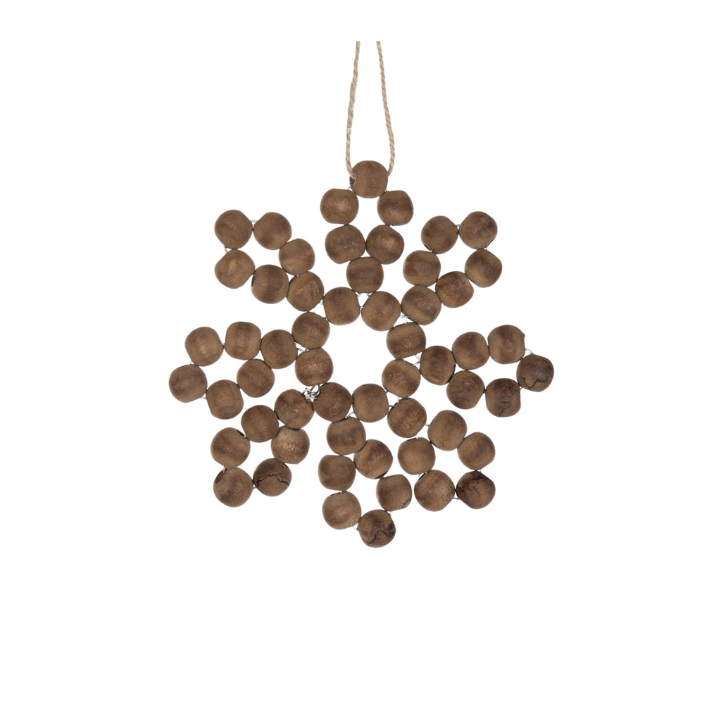 Wood Bead Snowflake Ornament (Set of 12)