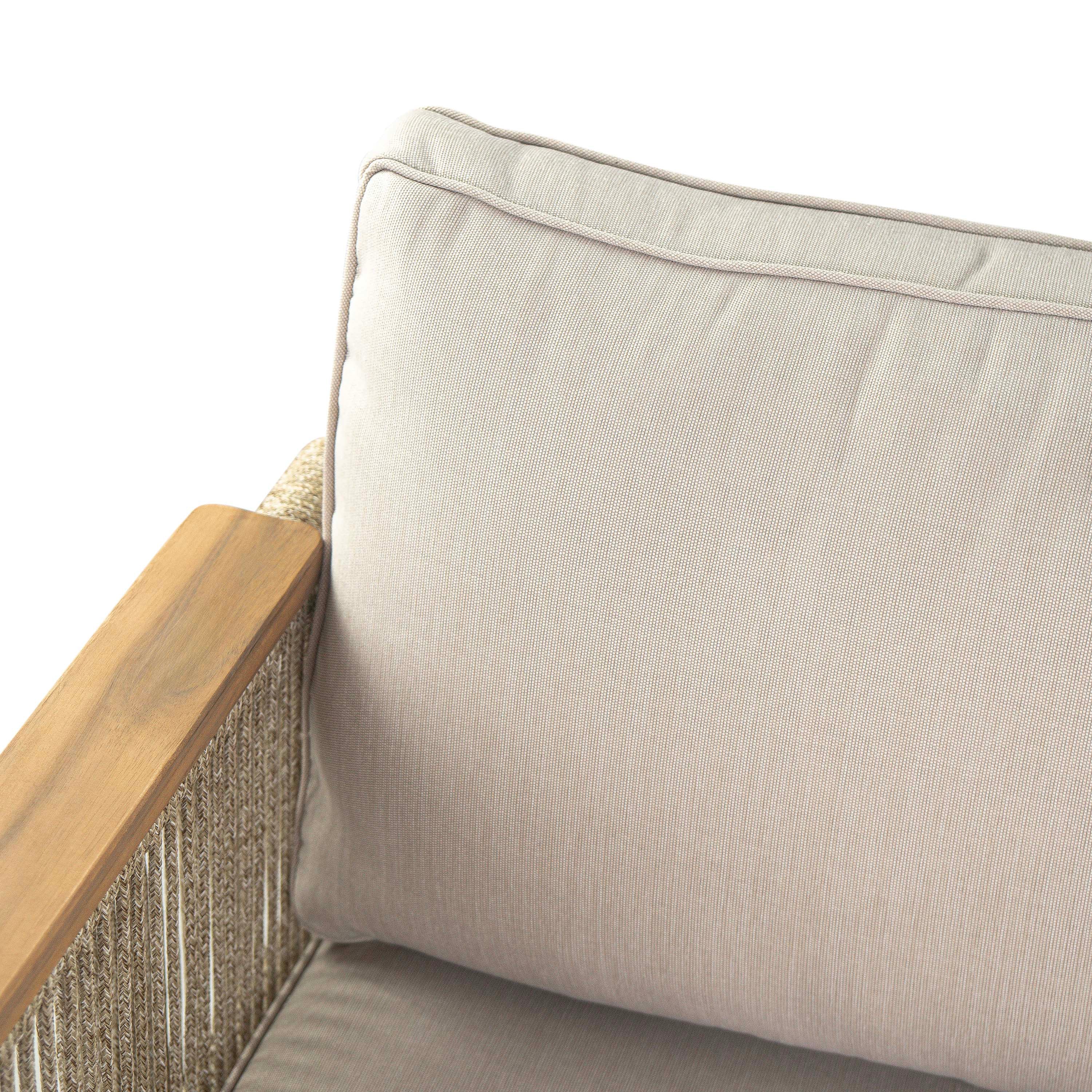 Outdoor Wood Club Chair with Rope Accents