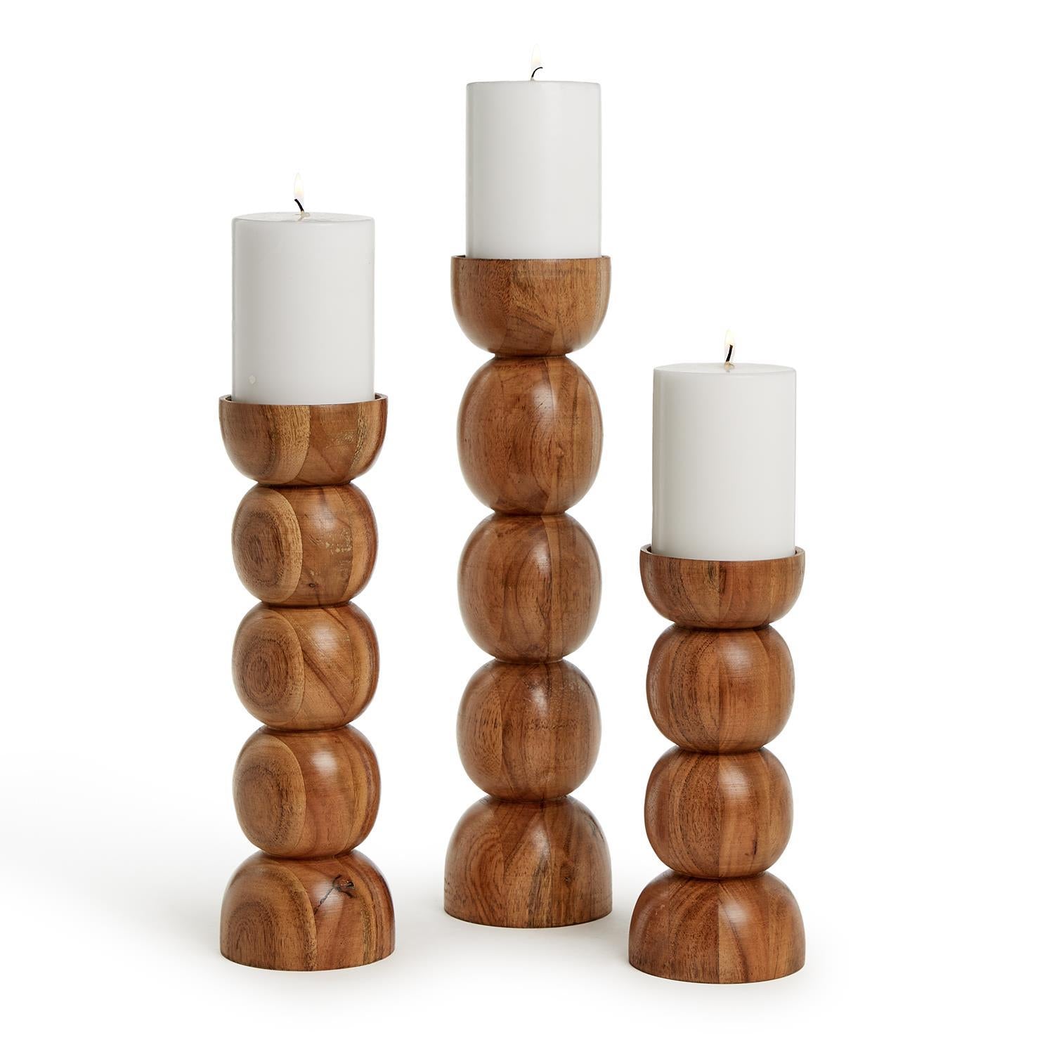 Spheres Hand-Crafted Pillar Candleholder, Set of 3