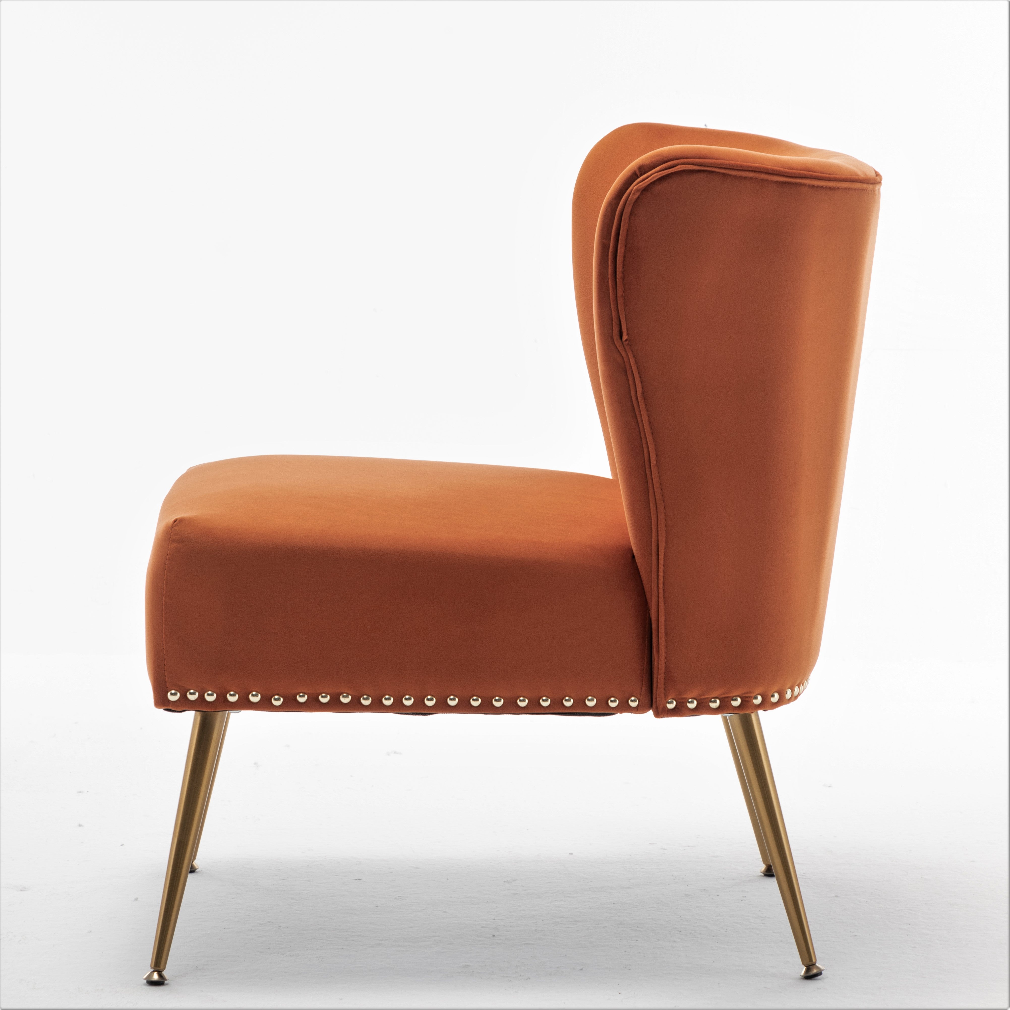Printed Cloth Accent Chair, Armless Slipper Chair with Metal Legs, Modern Upholstered Side Chair for Living Room Bedroom Small Spaces