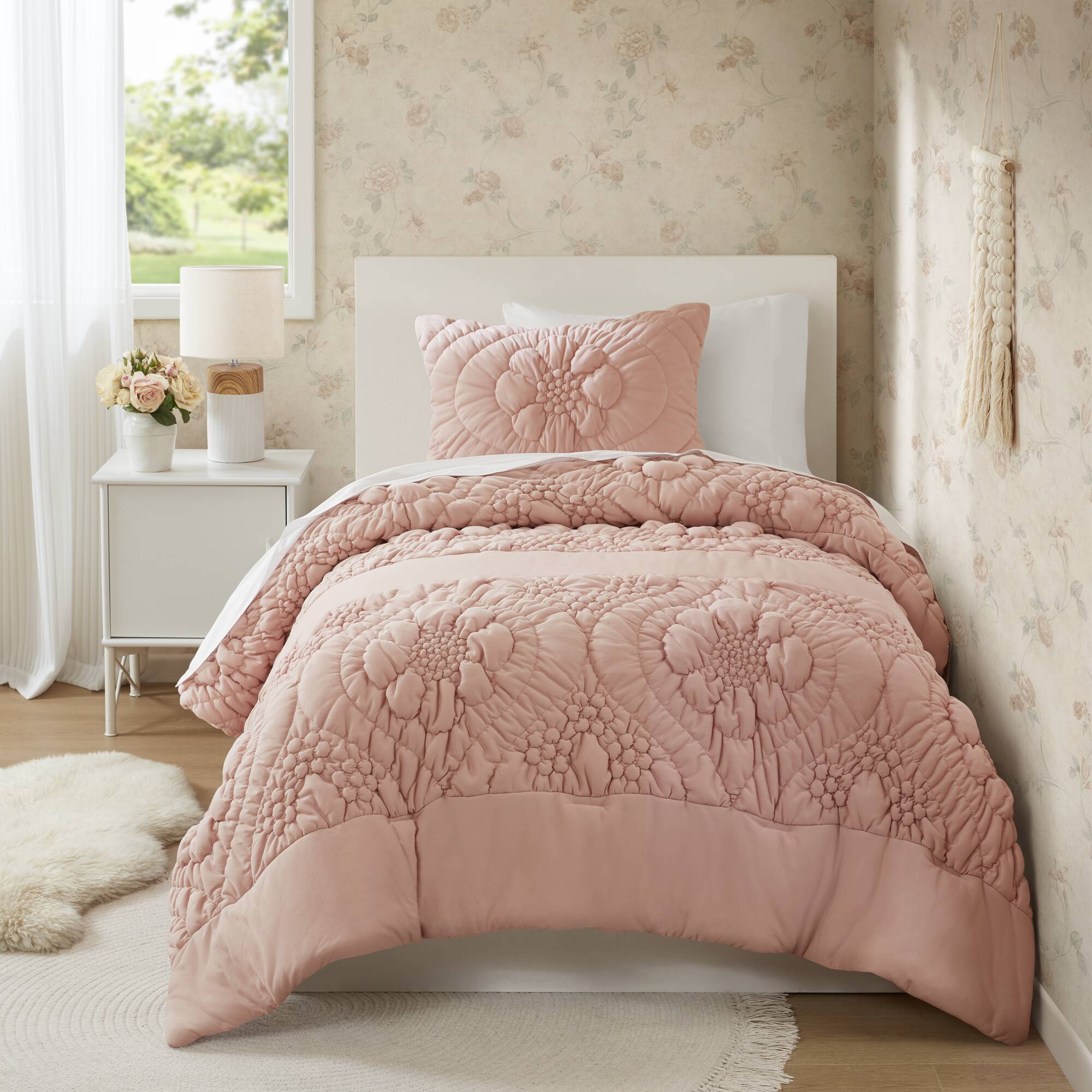 3-Piece Romantic Floral Comforter Set