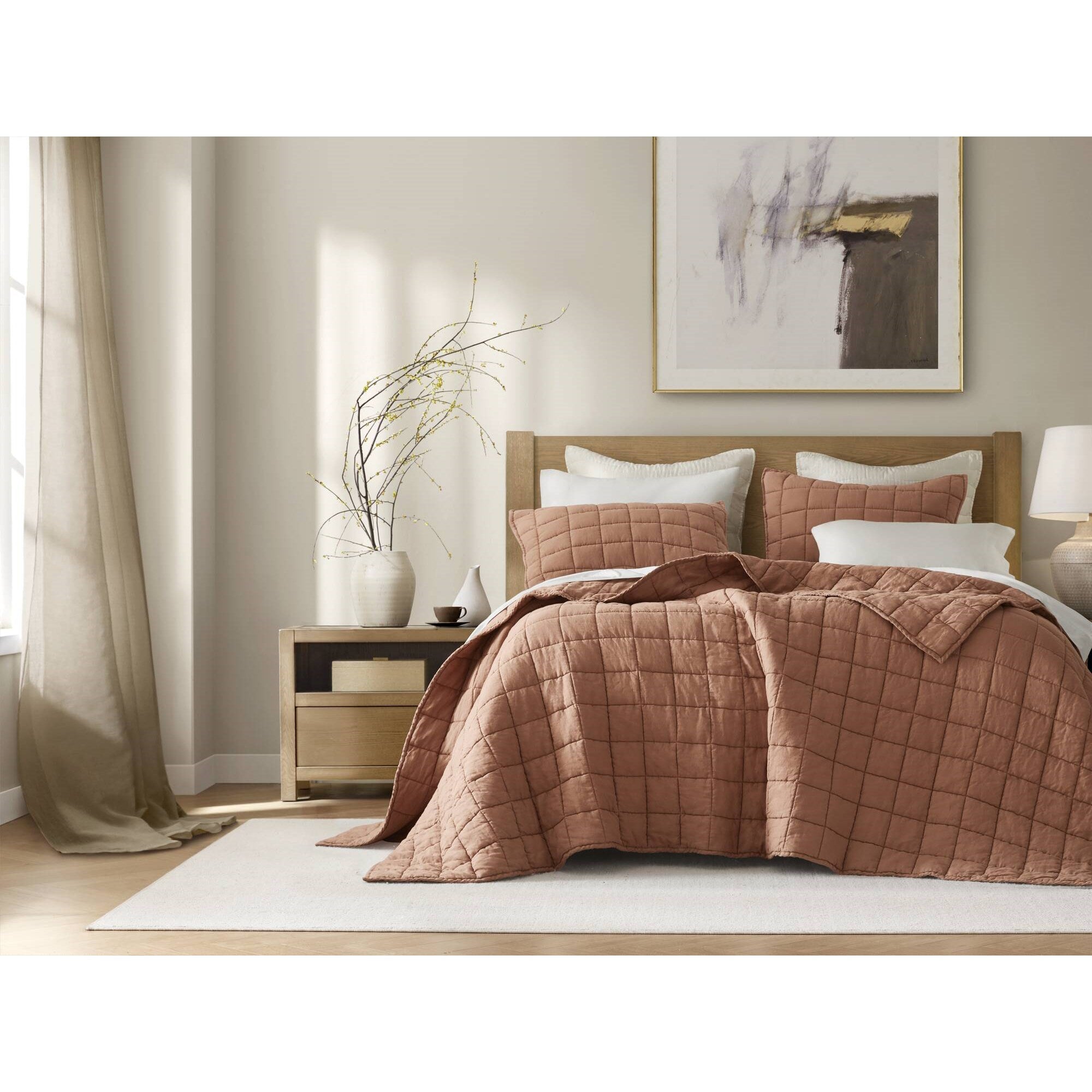 3 Piece Garment Washed French Linen Quilt Set
