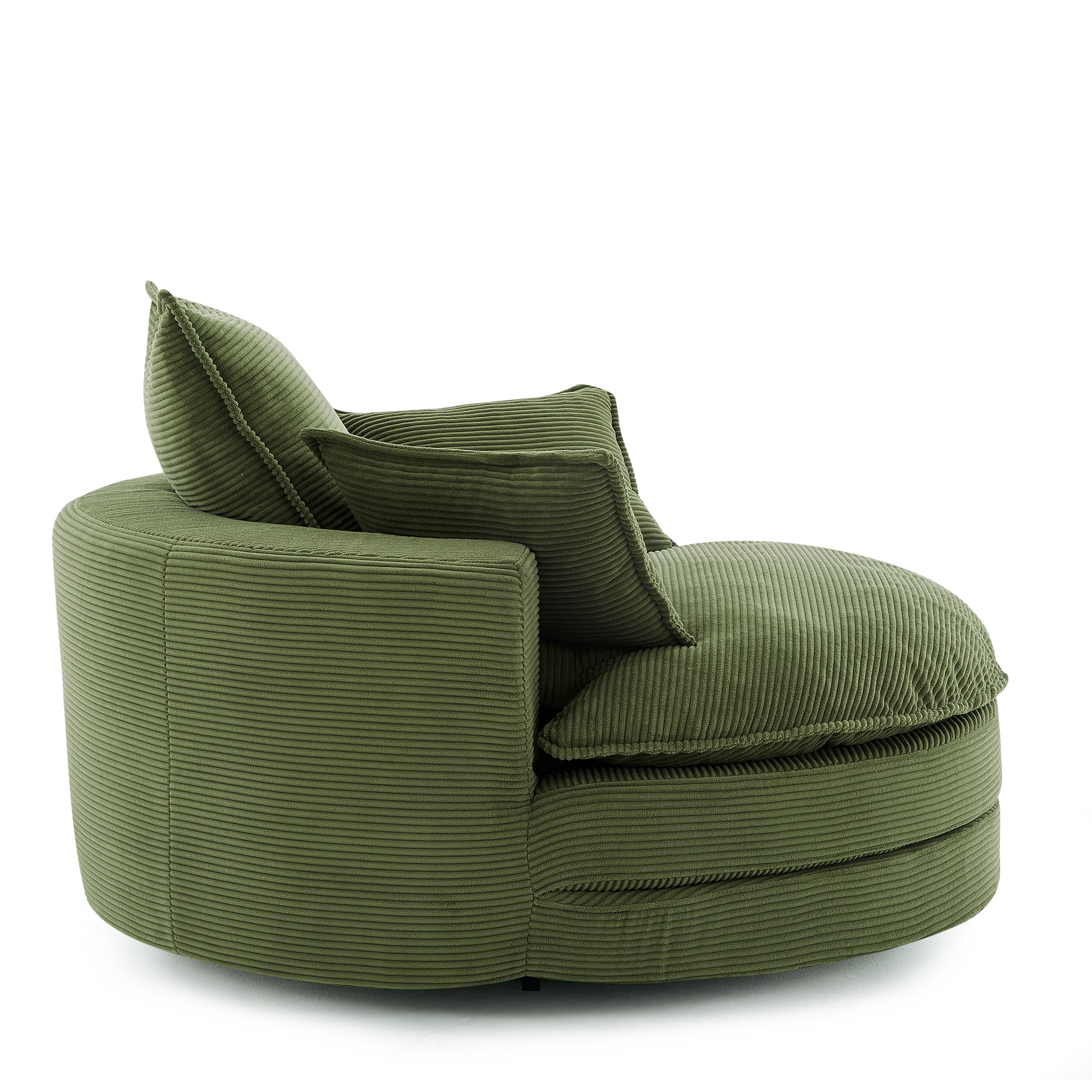 Corduroy 360° Swivel Accent Barrel Chair with 3 Removable Pillows