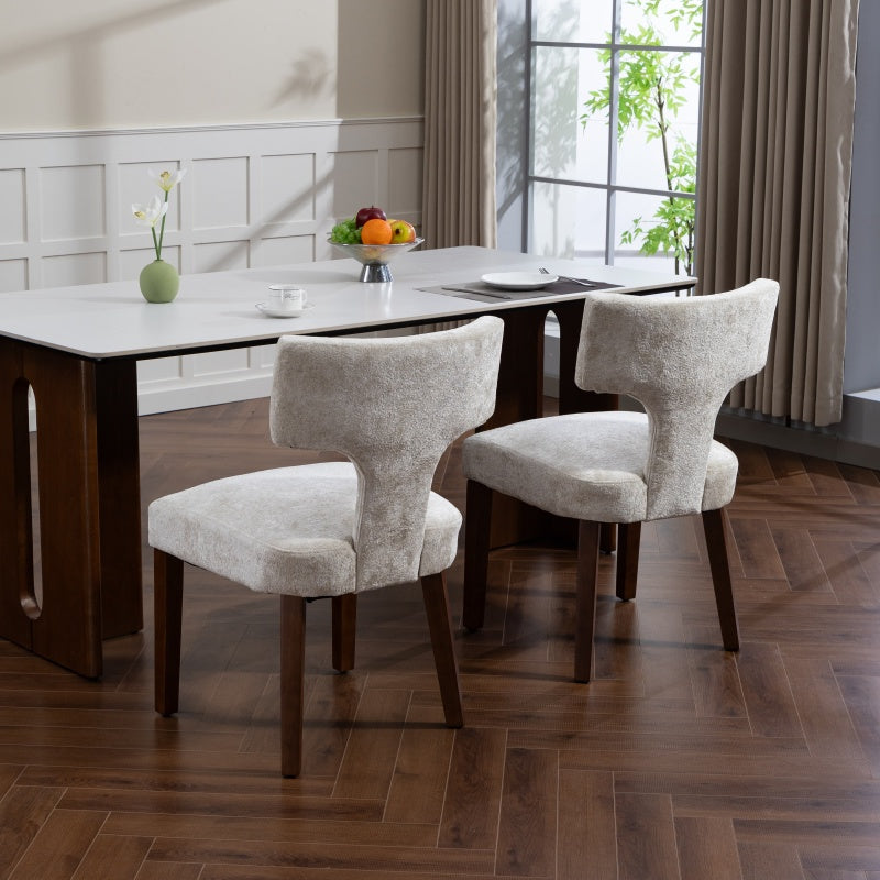 Upholstered T-Back Dining Chairs, Set of 2