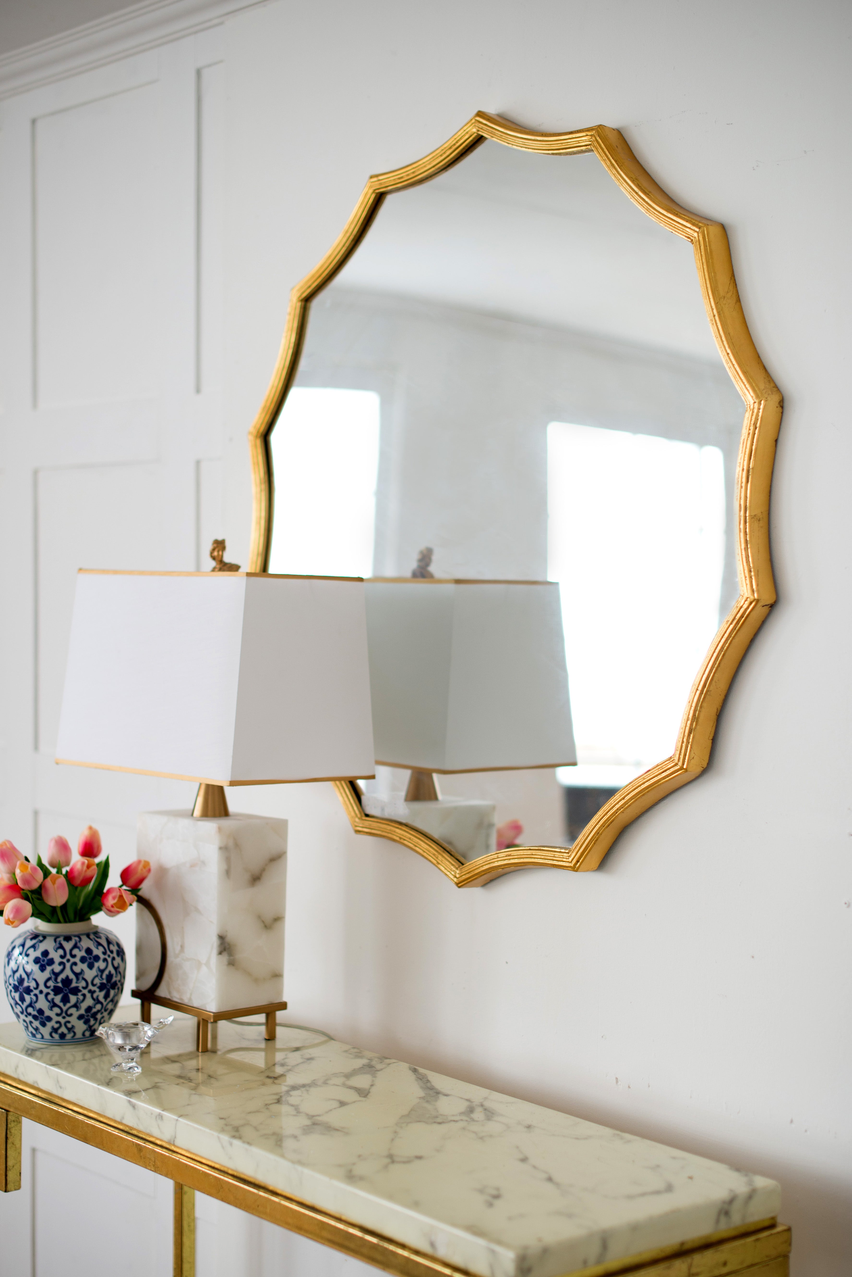 Wall Mirror with Sunburst Design and Iron Frame