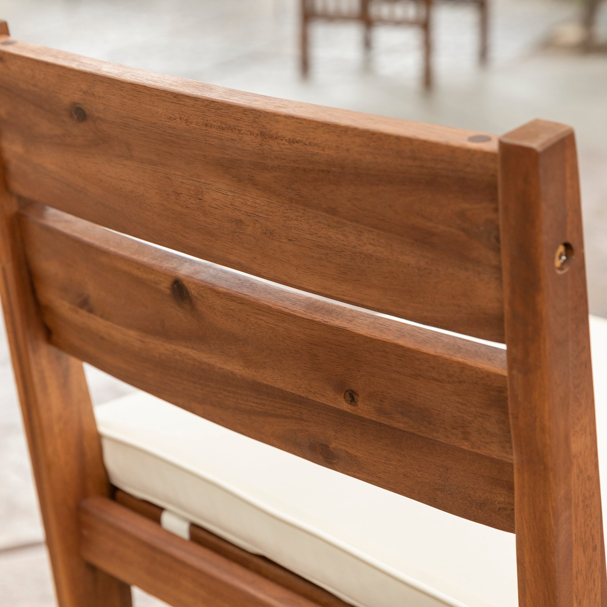 Solid Acacia Wood Counter Stools with Cushion, Set of 2