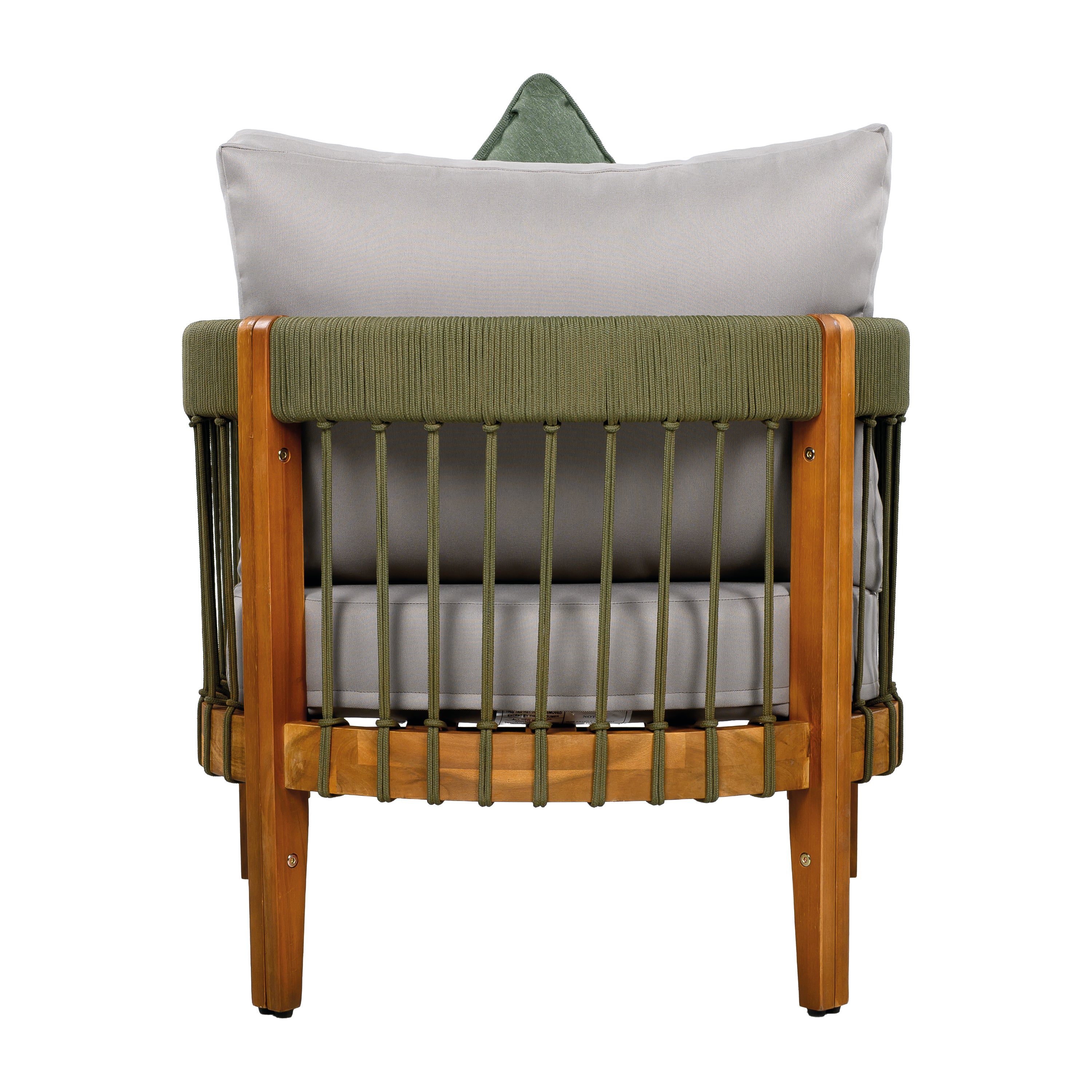 Azari Outdoor Acacia Wood Club Chair with Handwoven Rope Accents & Curved Backrest