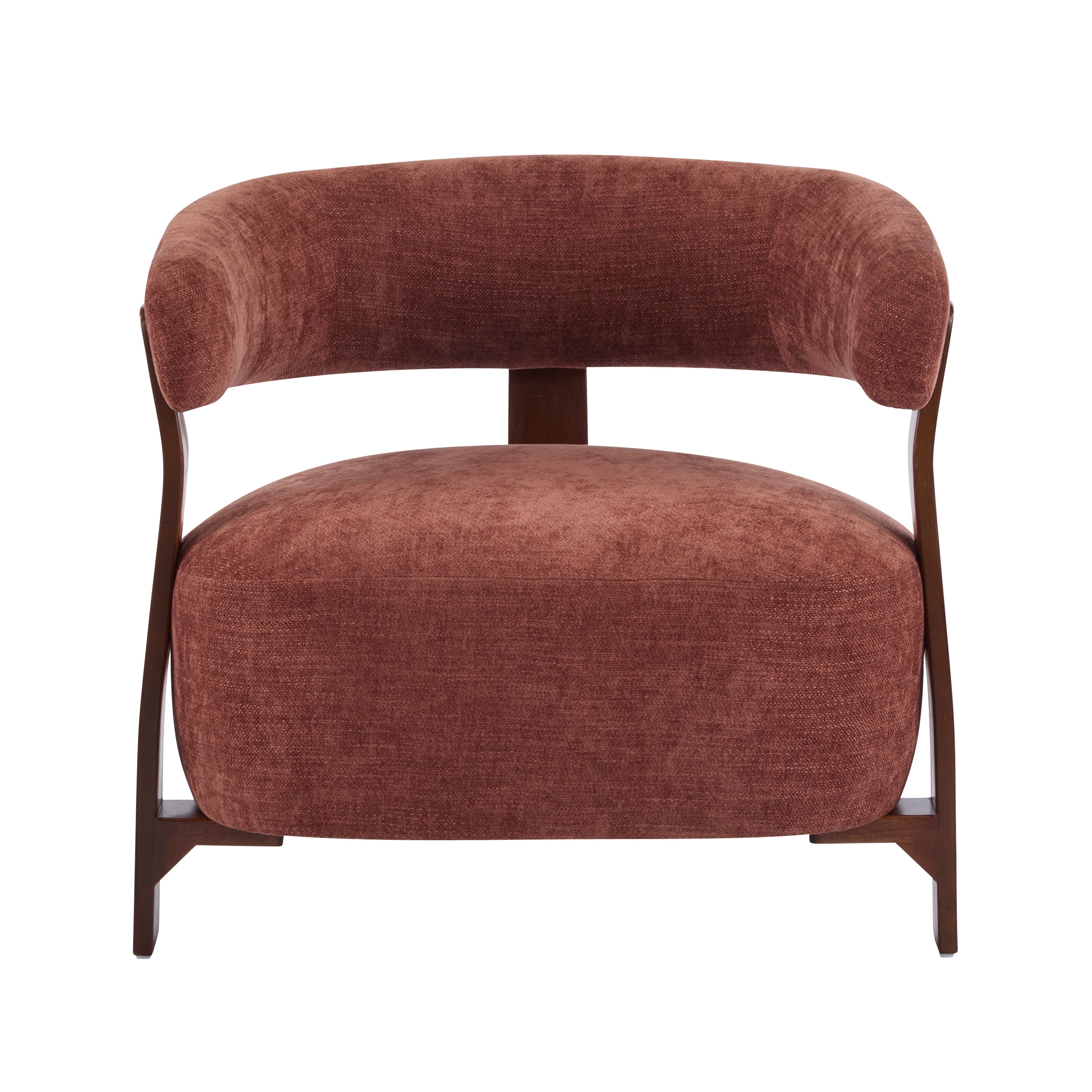 Modern Open-Back Accent Chair with Wooden Frame